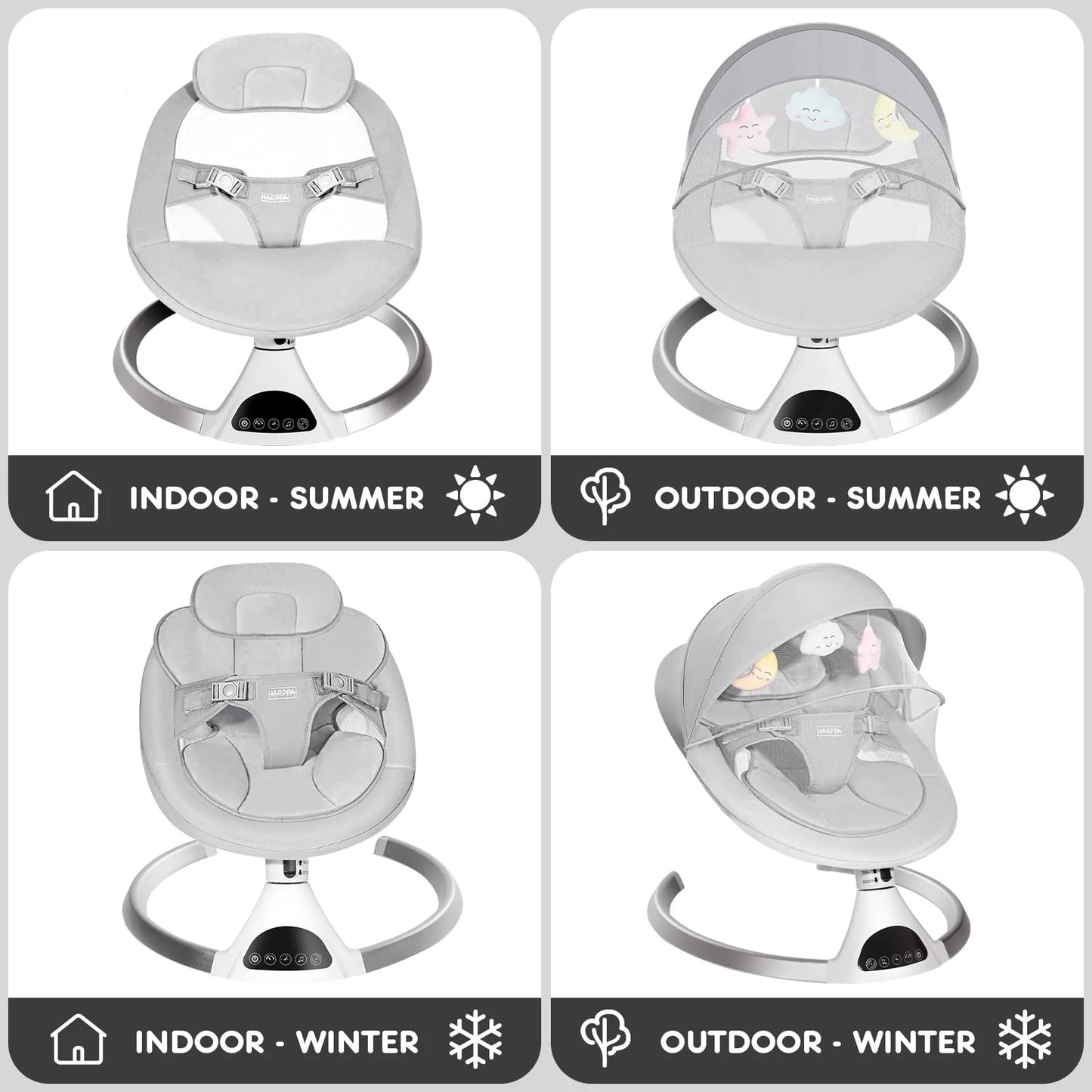 HARPPA Electric Baby Swing for Infants to Toddler with 5 Speed