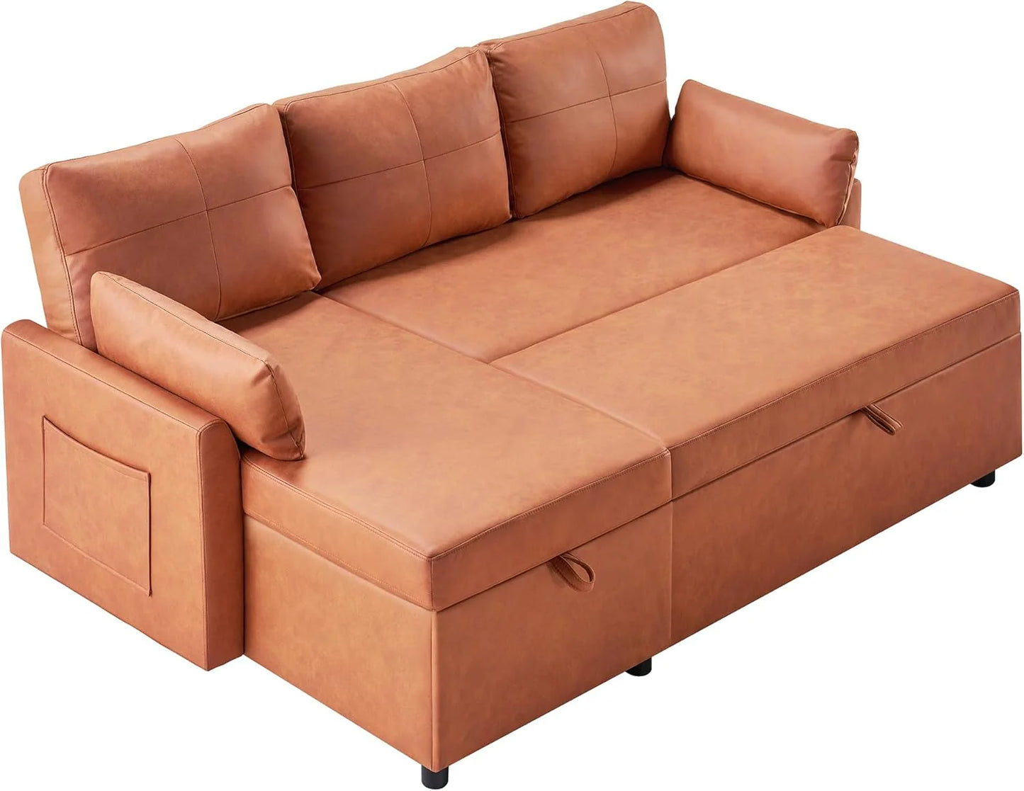 VanAcc Sofa Bed, Sleeper Sofa with Storage Chaise 2 in 1 Pull Out Couch Living Room