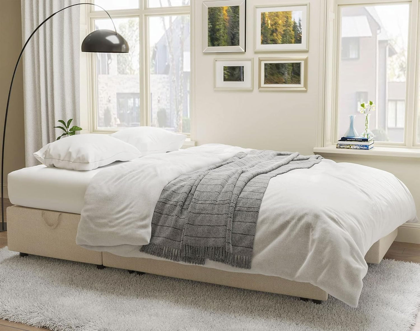 VanAcc Sofa Bed, Sleeper Sofa with Storage Chaise 2 in 1 Pull Out Couch Living Room
