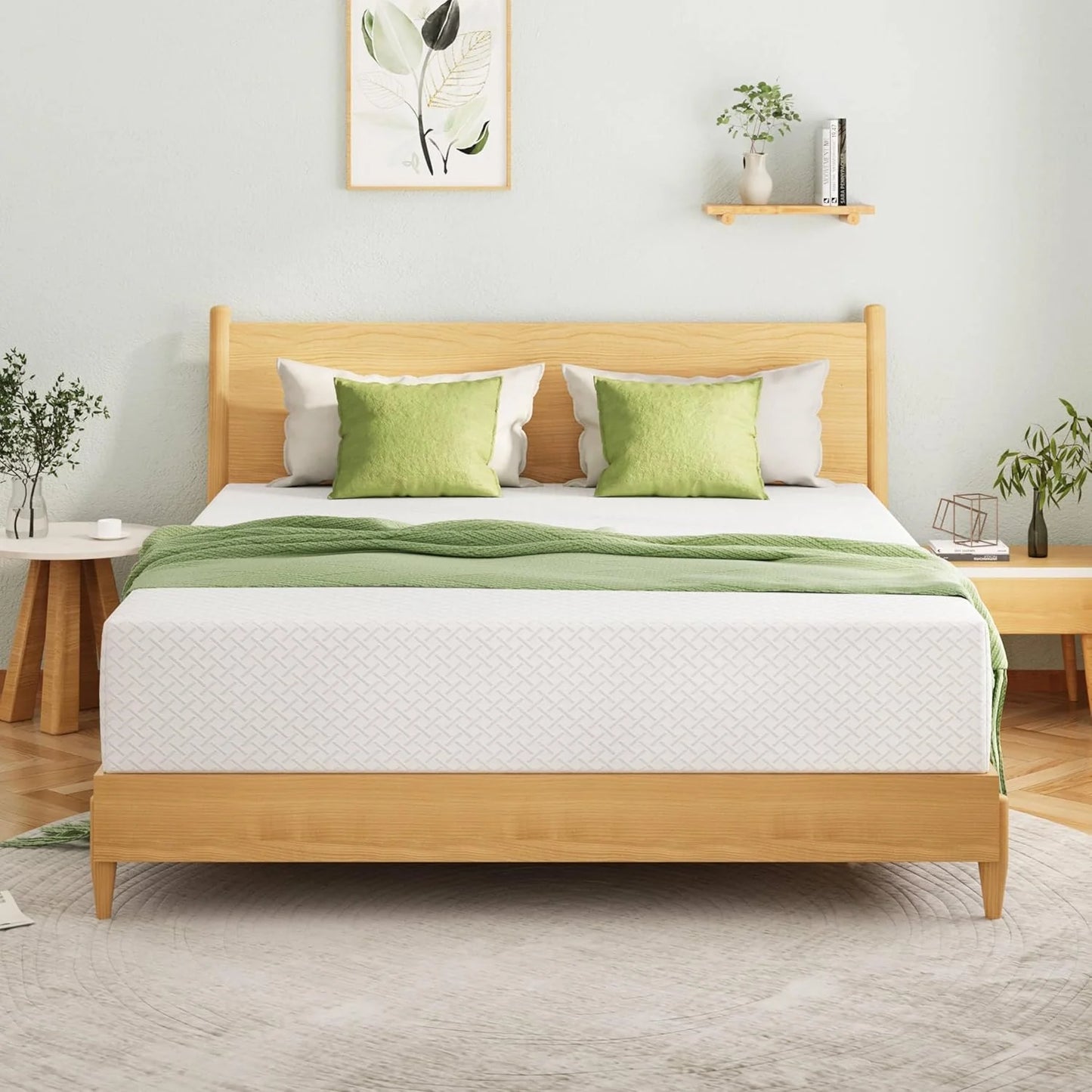 EGOHOME 8 Inch Twin Mattress, Memory Foam Mattress with Cooling Green Tea Gel, Relieve Pressure with Medium Firm Support, CertiPUR-US Certified, 75''L x 38''W, White