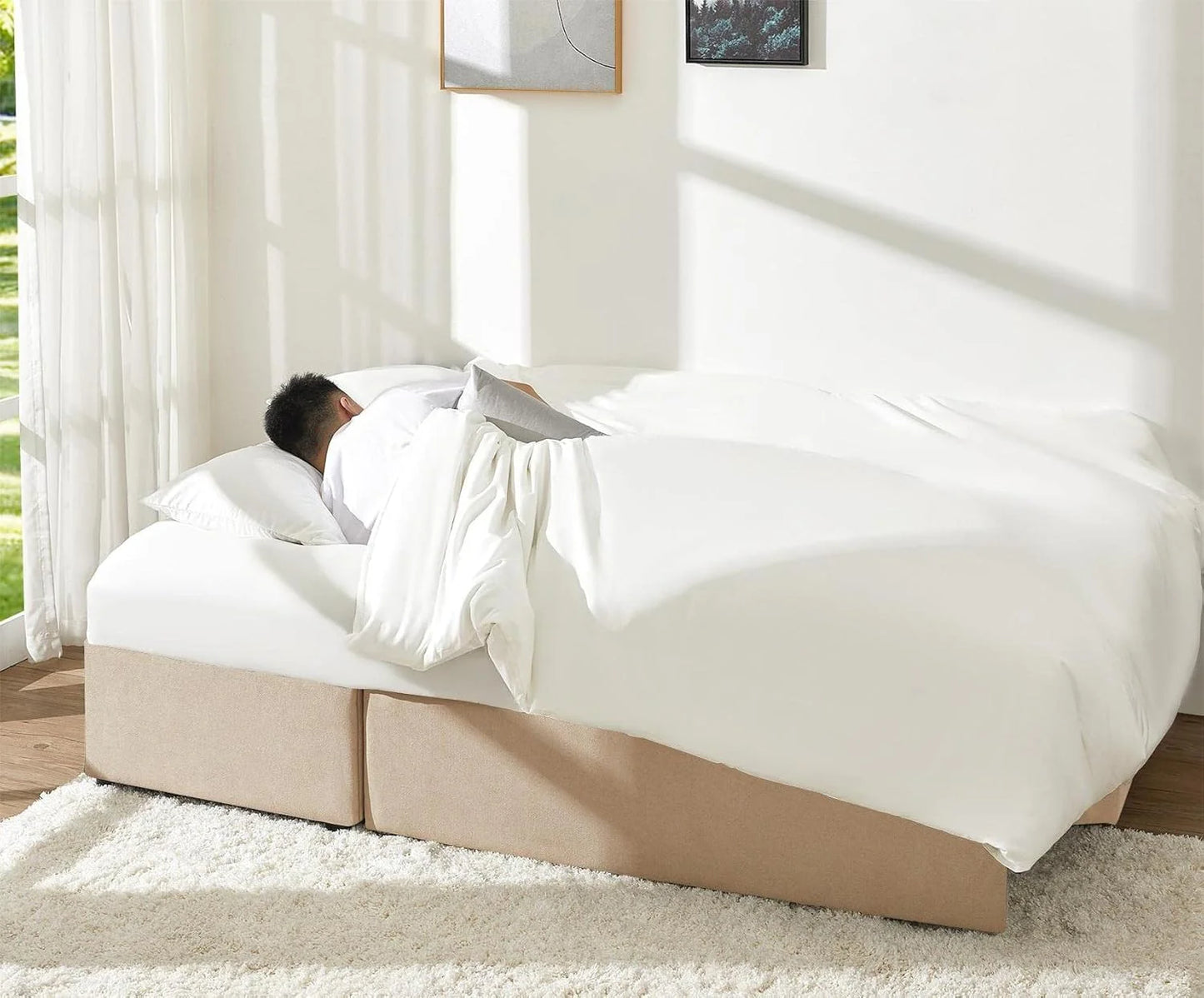 VanAcc Sofa Bed, Sleeper Sofa with Storage Chaise 2 in 1 Pull Out Couch Living Room