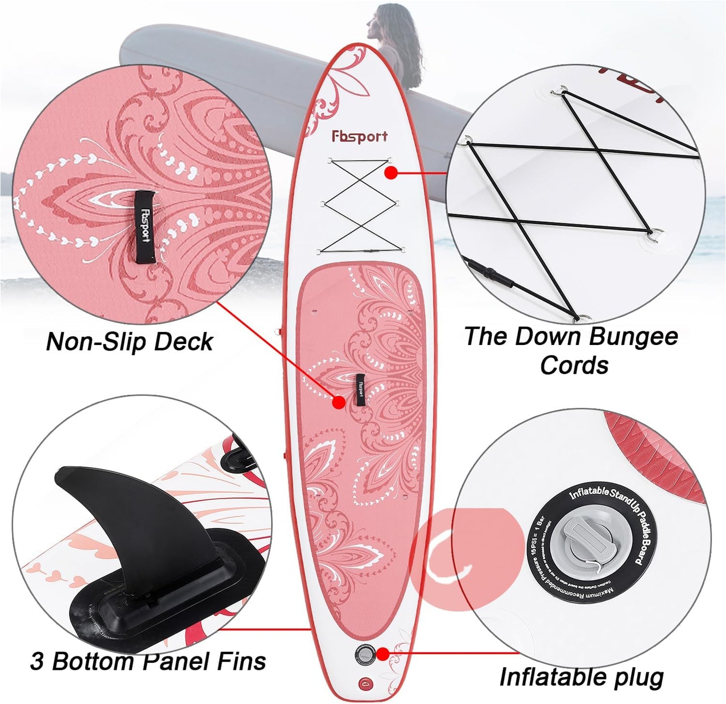 Premium Stand Up Paddle Board Yoga Board with Durable SUP Accessories & Carry Bag | Wide Stance Surf Control Non-Slip Deck Leash Paddle and Pump for Youth & Adult