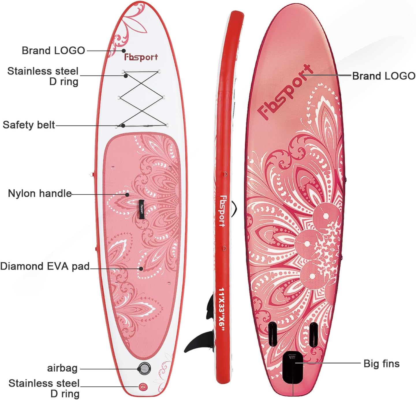 Premium Stand Up Paddle Board Yoga Board with Durable SUP Accessories & Carry Bag | Wide Stance Surf Control Non-Slip Deck Leash Paddle and Pump for Youth & Adult