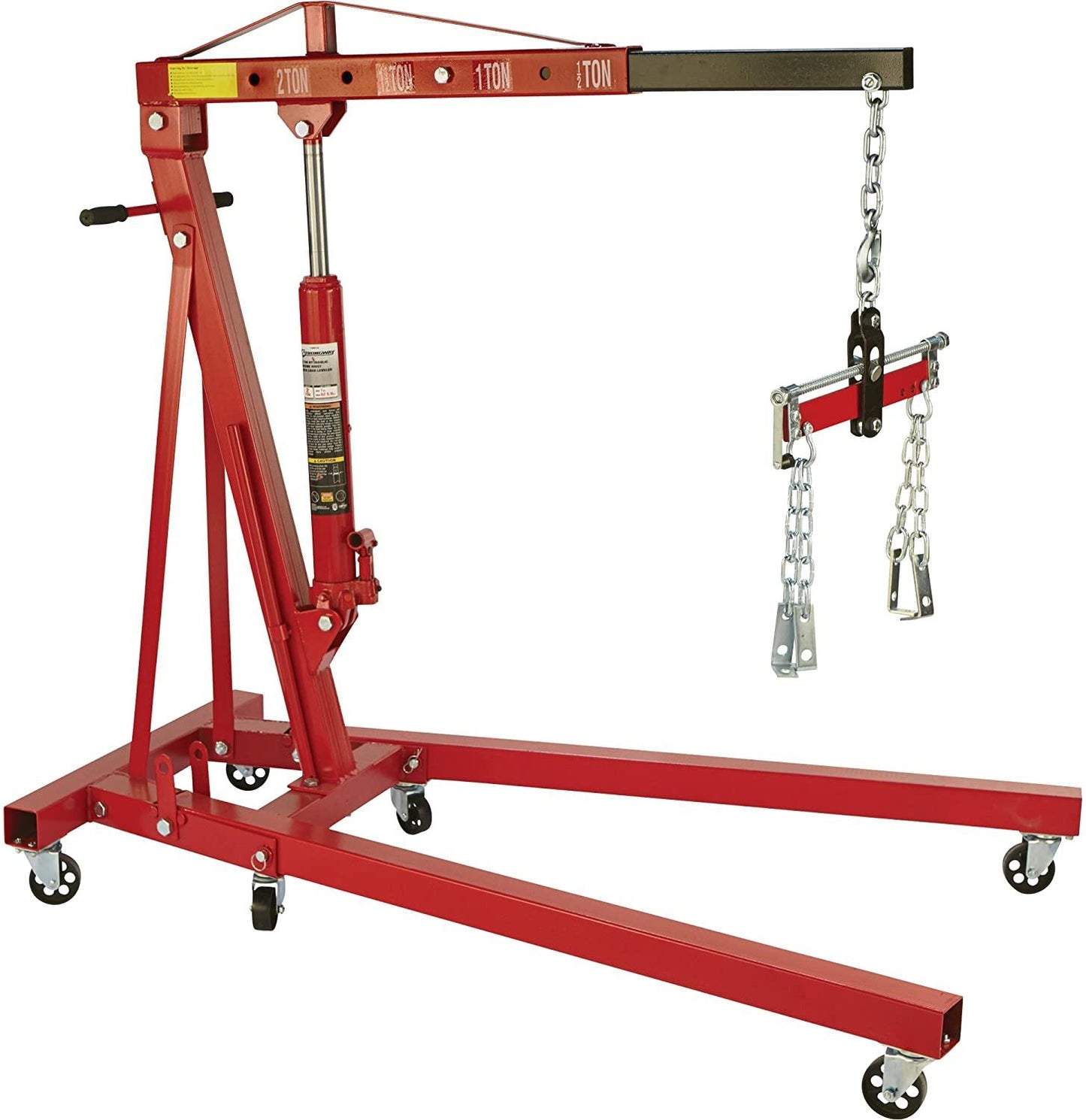 Strongway Hydraulic Engine Hoist with Load Leveler C 2-Ton Capacity, 1in.-82 5/8in. Lift Range