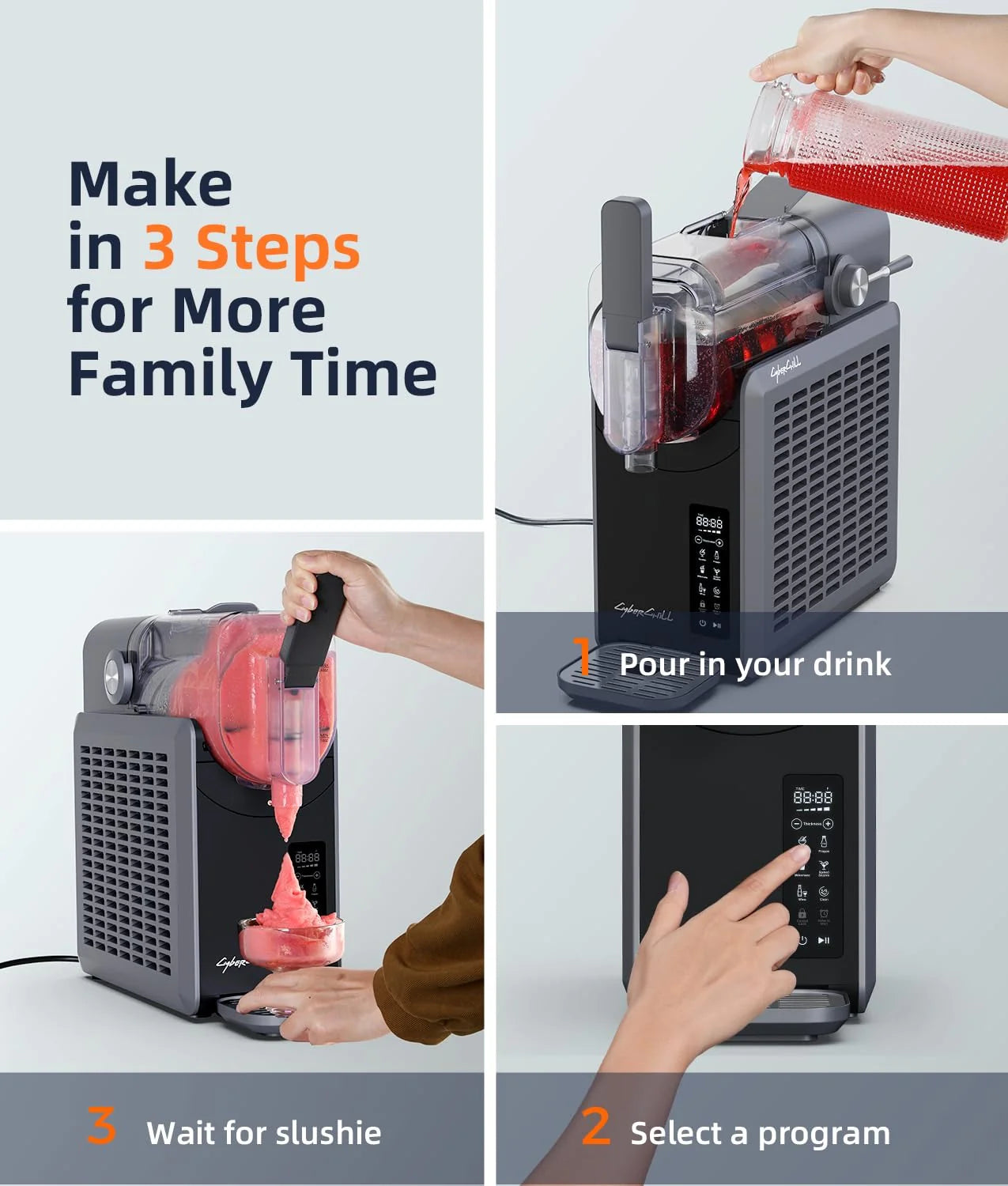 Slushie Machine,24-Hour Delay Start&Cold Retention, 68 oz Slushy Machine with Self-Cleaning Function, Frozen Drink Maker with 5 Preset Programs,Frozen Margaritas, Frapps, and More
