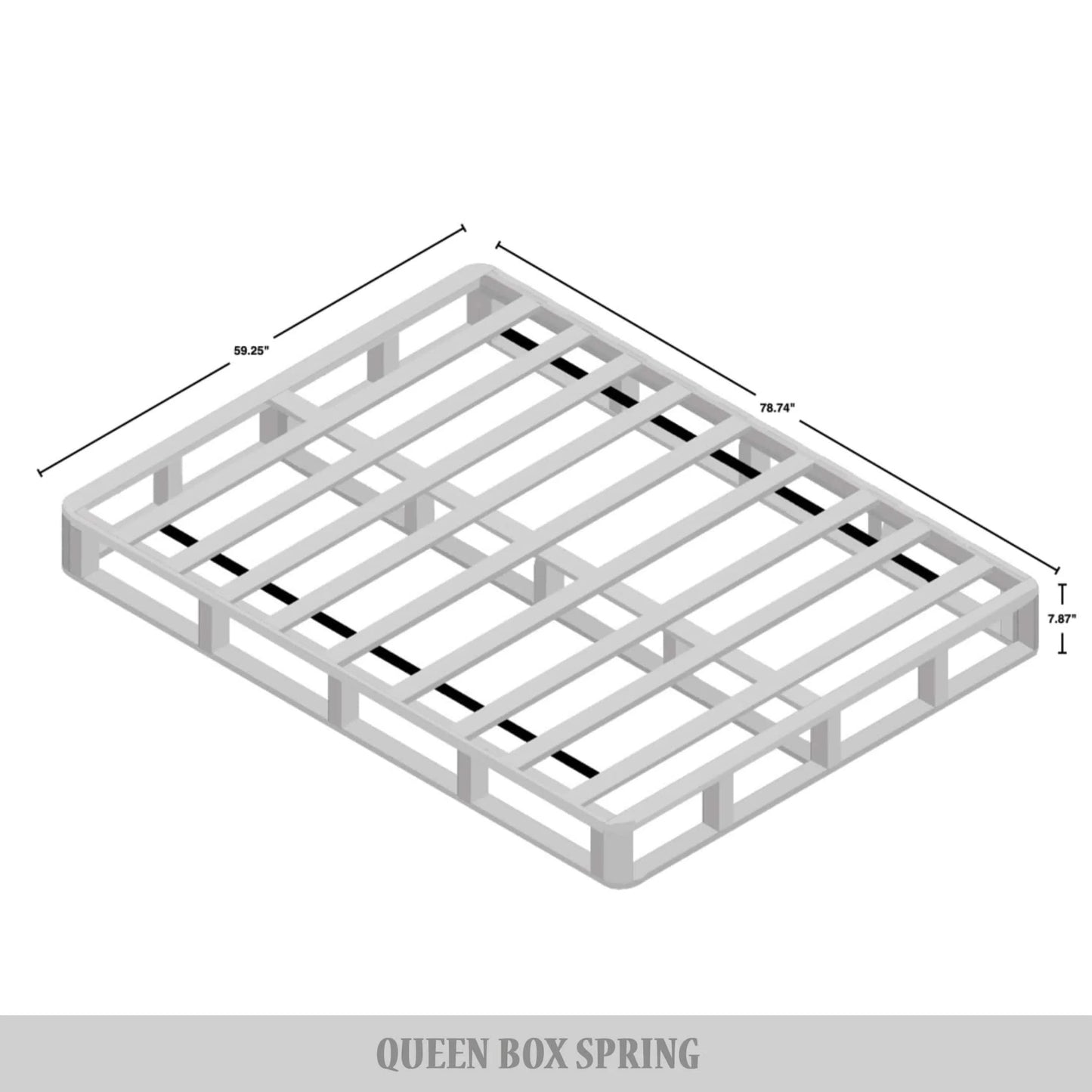 CraftPorch Solid Wood 8-Inch Box Spring Foundation with Wood Slats