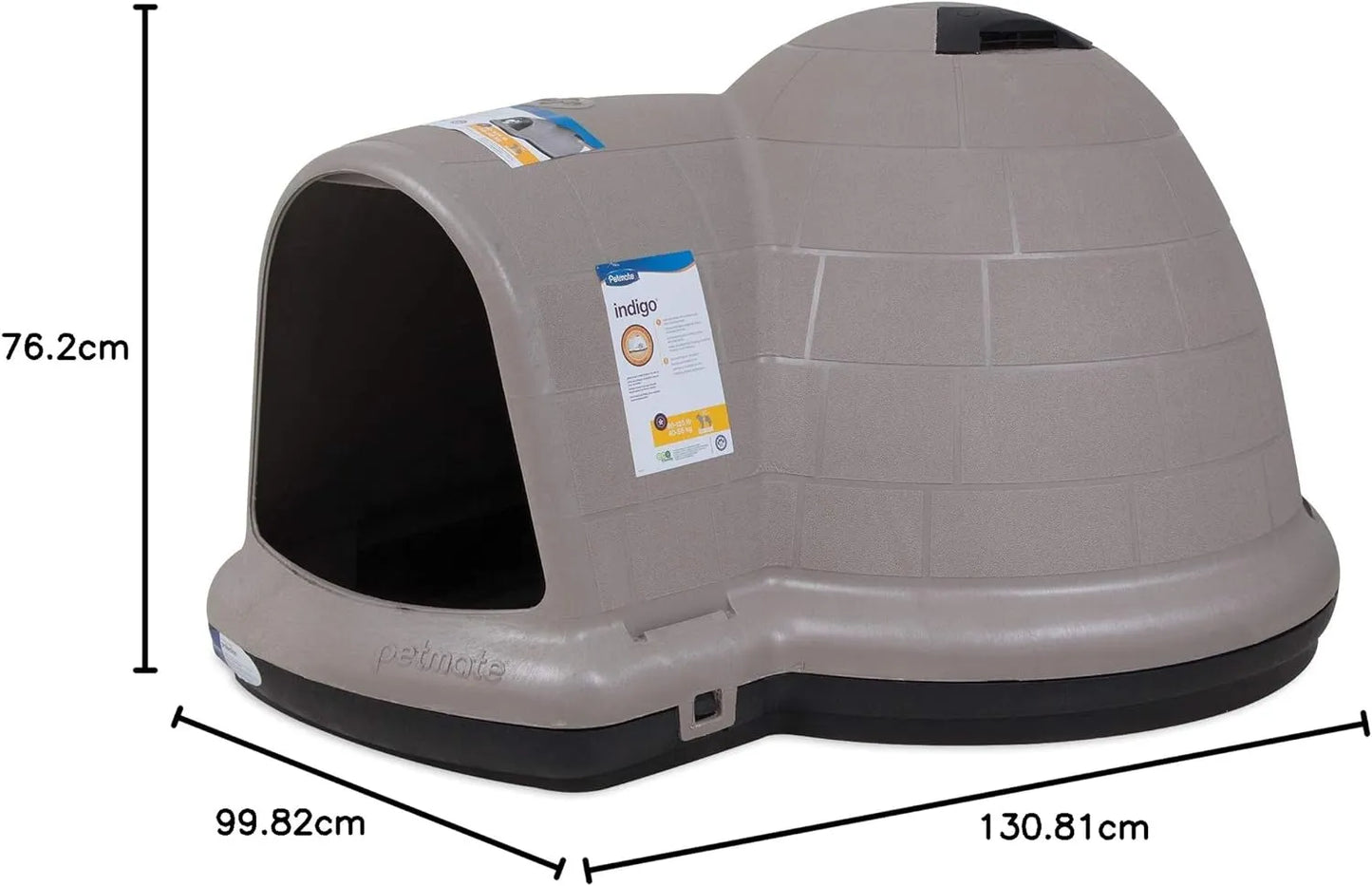 Petmate Indigo Dog House (Igloo Dog House, Made in USA with 90% Recycled Materials, All Weather Protection Pet Shelter) for XL Dogs  90 to 125 pounds, Made in USA