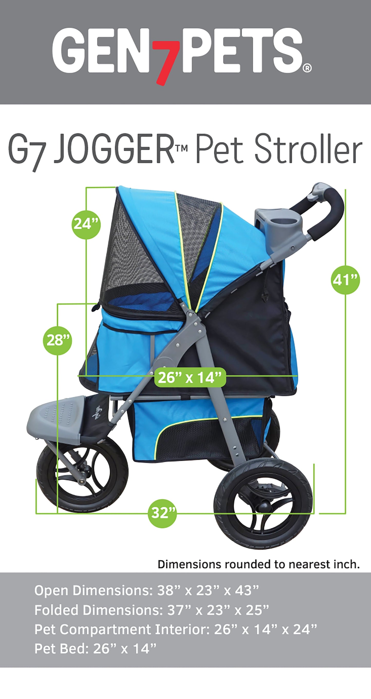 Gen7Pets Jogger Dog Stroller Trailblazer Blue 38