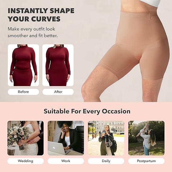 Shapewear for Women High Waisted Tummy Control Shorts Thigh Slimmer Seamless Body Shaper Underwear for Women
