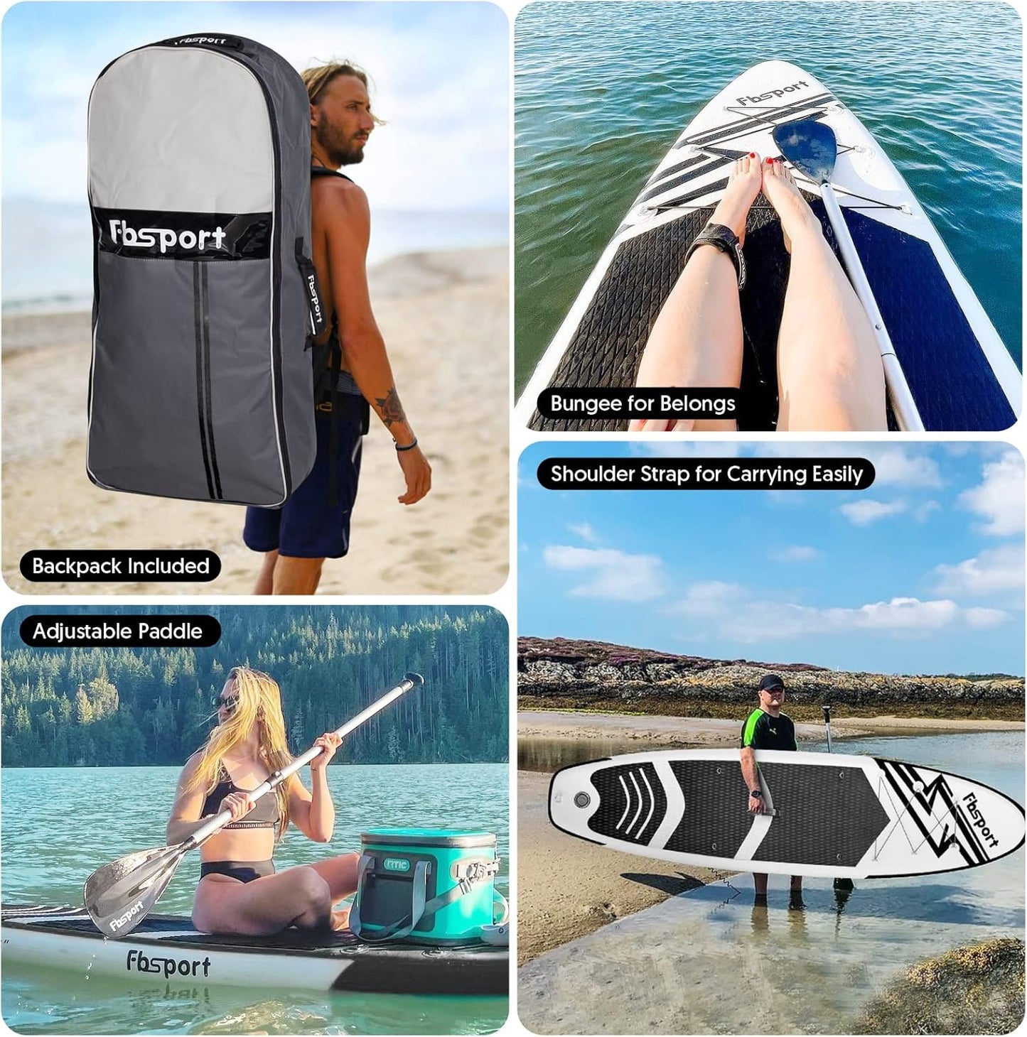 Premium Stand Up Paddle Board Yoga Board with Durable SUP Accessories & Carry Bag | Wide Stance Surf Control Non-Slip Deck Leash Paddle and Pump for Youth & Adult