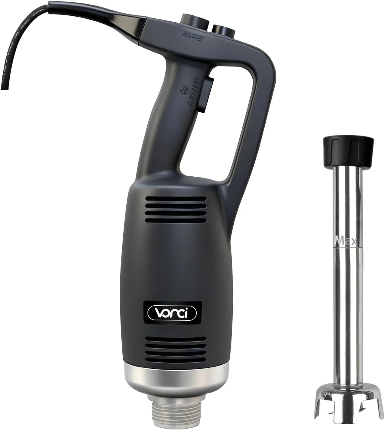 VONCI 500W Commercial Immersion Blender, 16" SUS 304 Removable Shaft, Heavy Duty Power Hand Mixer with Variable Speed 6000-20000RPM, Professional Electric Stick Blender for Restaurant Kitchen Use.