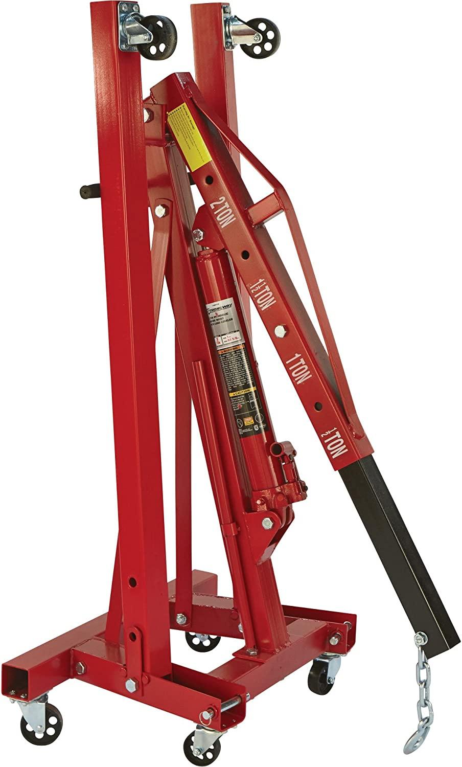 Strongway Hydraulic Engine Hoist with Load Leveler C 2-Ton Capacity, 1in.-82 5/8in. Lift Range