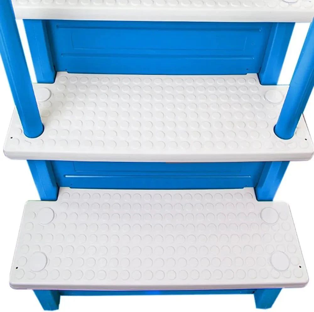 Non-slip entry steps for pools | Grey | For above-ground pools | Can be installed on terraces with a height of 122 to 137 cm | Load capacity up to 136 kg