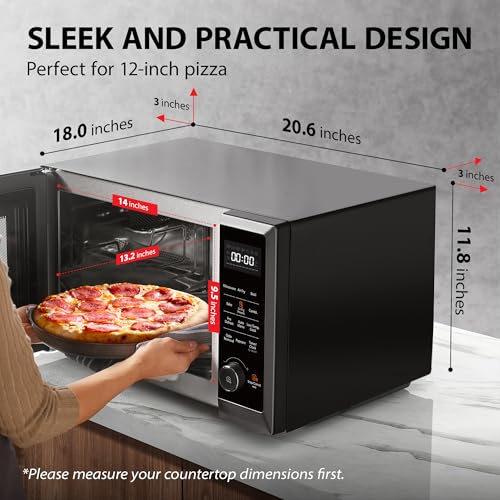 TOSHIBA Air Fryer Combo 8 in 1 Countertop Microwave Oven, with Convection, Broil, Odor Removal Mode, 12.4" Position Memory Turntable, Child Lock, 1.0 Cu.ft, Black Stainless Steel, ML2 EC10SA(BS) : Office Products