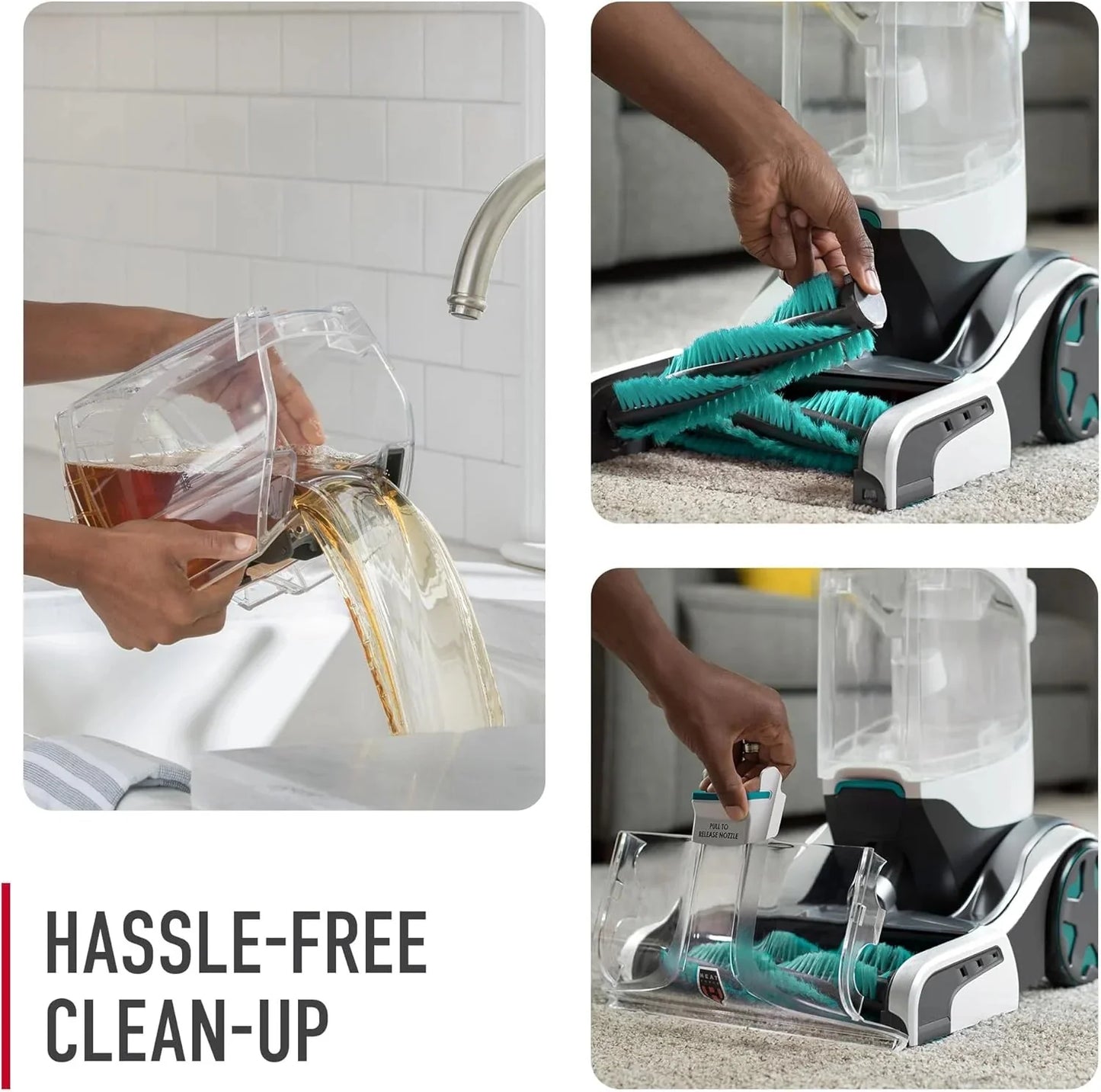 Hoover SmartWash+ Automatic Carpet Cleaner for Carpets and Upholstery, Deep Cleaning Carpet Shampoo, Carpet Deodorizer and Pet Stain Remover FH52000, Turquoise