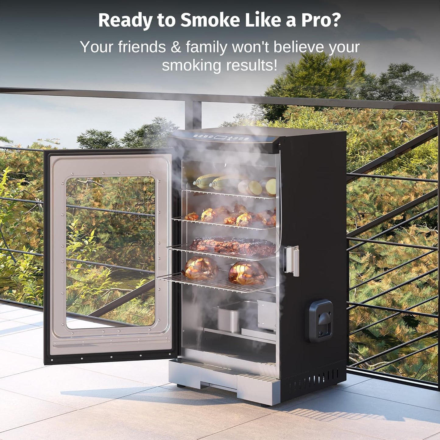 EAST OAK 30" Outdoor Electric Smoker Built-in meat probe smokes up to 6 times longer