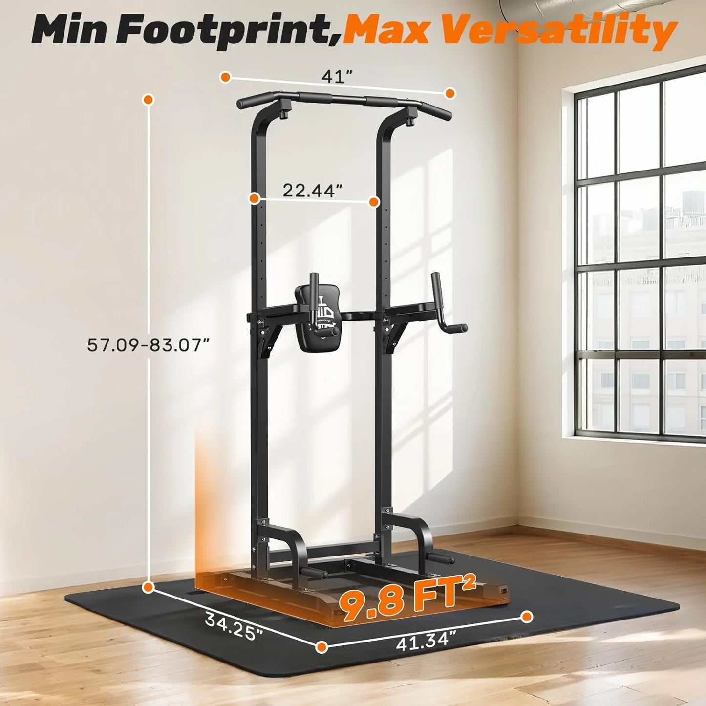 Sportsroyals Power Tower Pulp Up Bar Station, 450 lbs stable suspended immersion tilt station