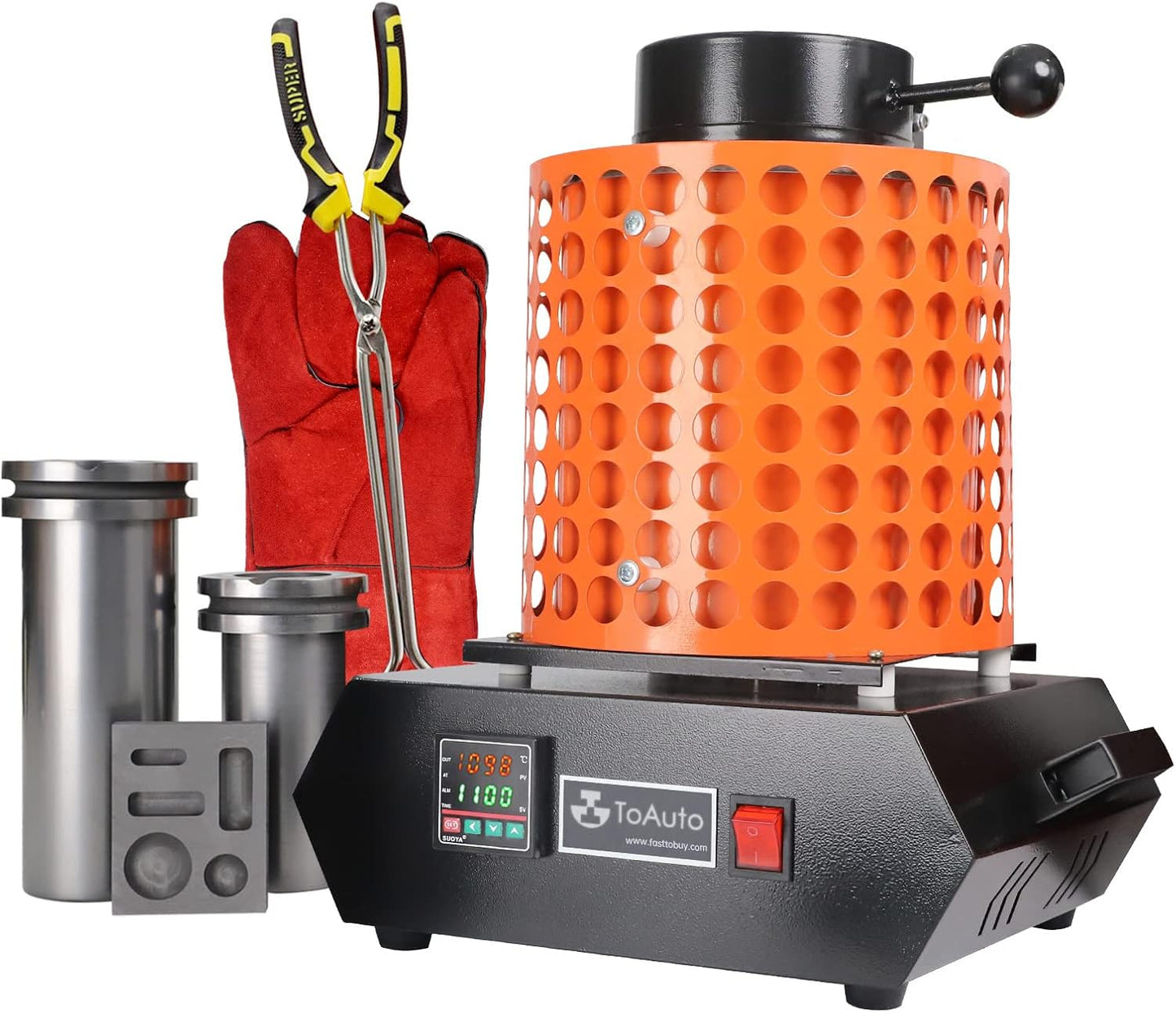 TOAUTO Gold Melting Furnace TGF3000-V1.1, 1+3KG, 1400W, 2100°F