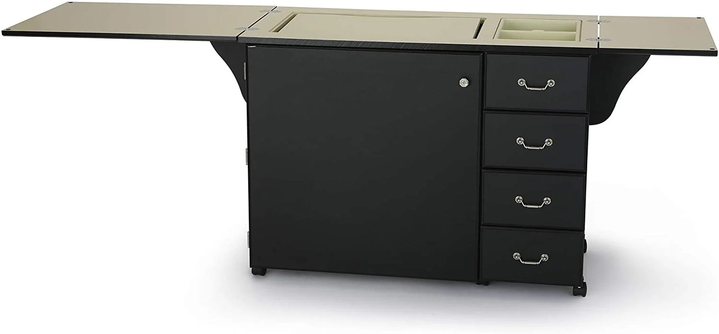 2025 353 Norma Jean Sewing Cabinet for Sturdy Sewing, Cutting, Quilting, and Crafting with Storage and Airlift, Black Finish