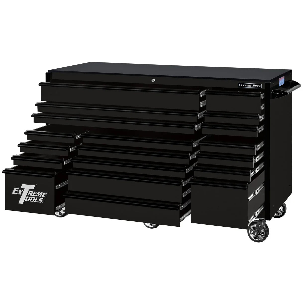 Extreme Tools RX250 Series 72-in x 30-in Roller Cabinet 19-Drawer 250 lb Drawer Slides