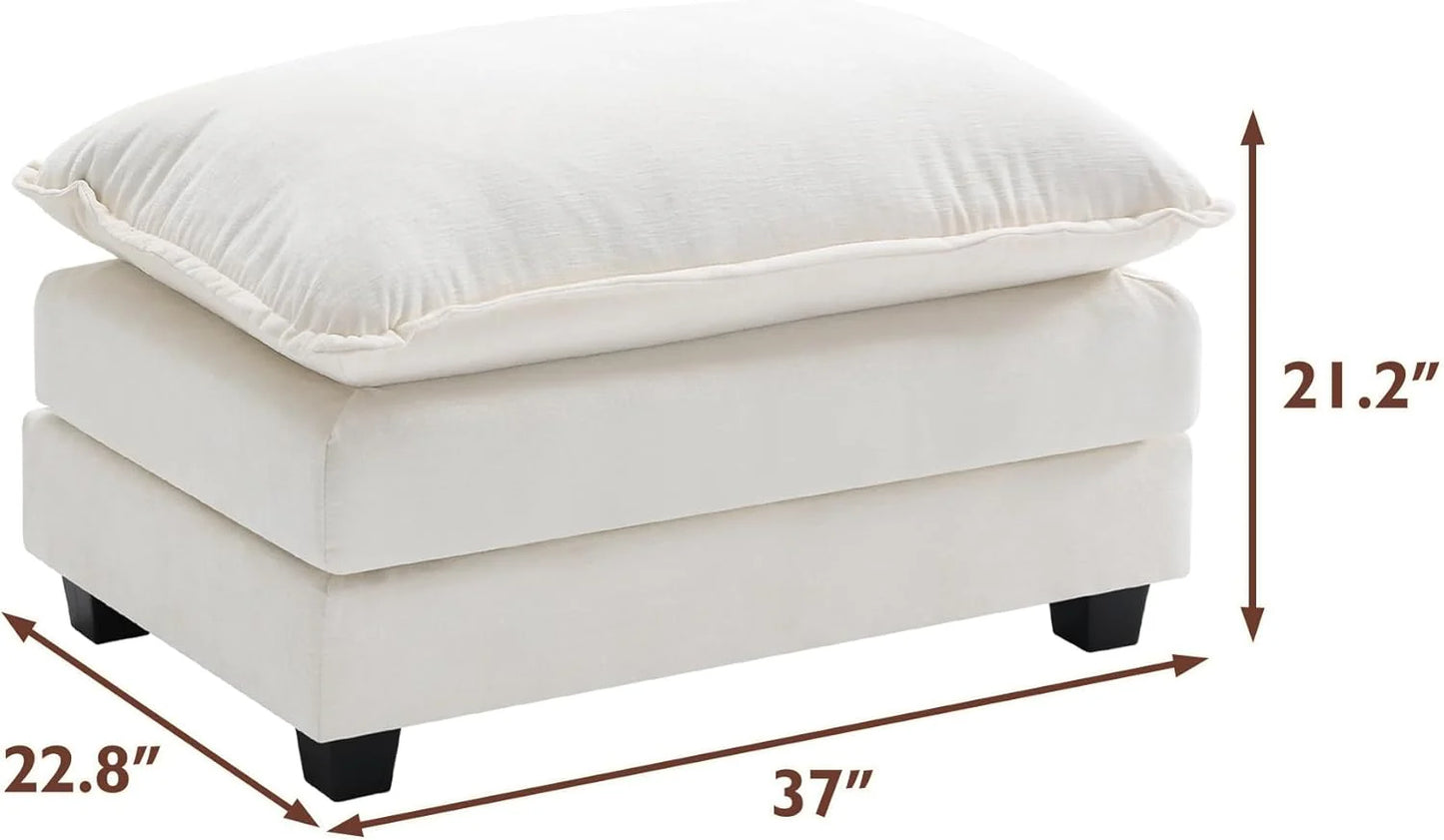 Ihanherry 146" U-Shaped Modern Sofa Modular Sectional Cloud Couch with 2 Ottoman, 6-Seat Chenille Deep Seat Sofa with 6 Pillows for Living Room, Bedroom and Apartment, Grey