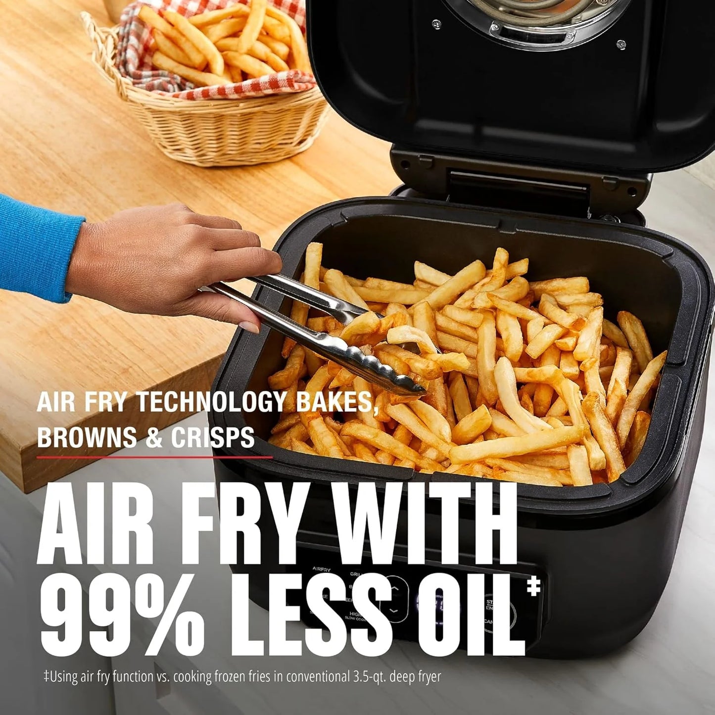 George Foreman Beyond Grill锟?7-in-1 Electric Indoor Grill with Air Fry Technology, MCAFD800D, Black, Large