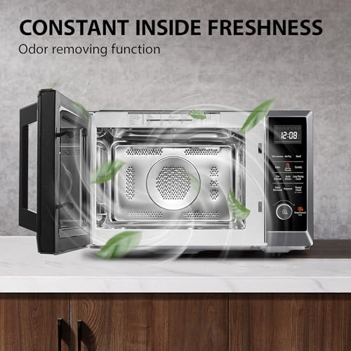 TOSHIBA Air Fryer Combo 8 in 1 Countertop Microwave Oven, with Convection, Broil, Odor Removal Mode, 12.4" Position Memory Turntable, Child Lock, 1.0 Cu.ft, Black Stainless Steel, ML2 EC10SA(BS) : Office Products