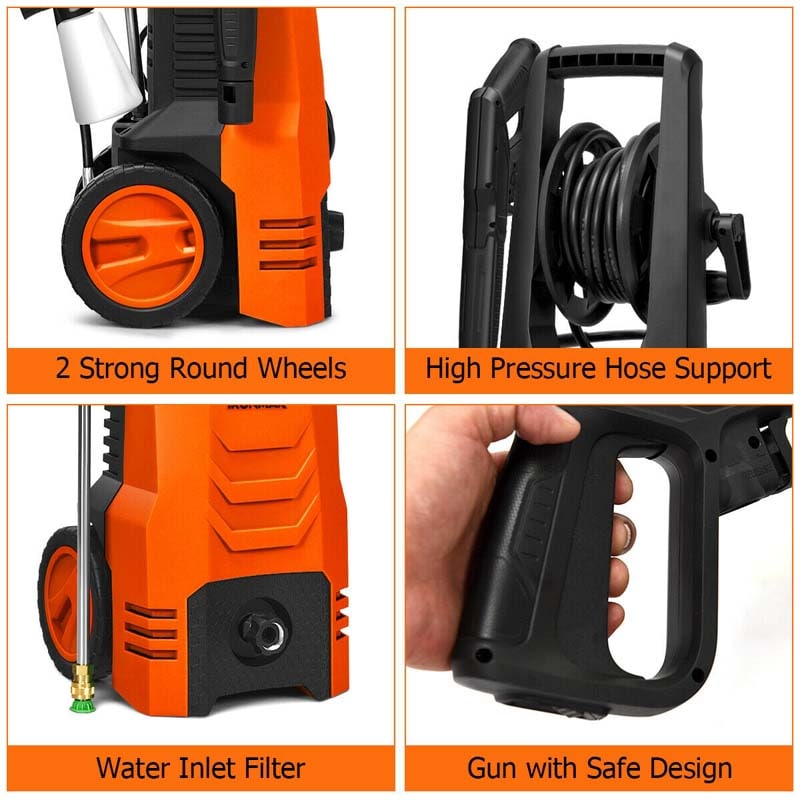 3500PSI Electric Pressure Washer 1800W 2.6 GPM Portable Electric Power Washer with 4 Nozzles