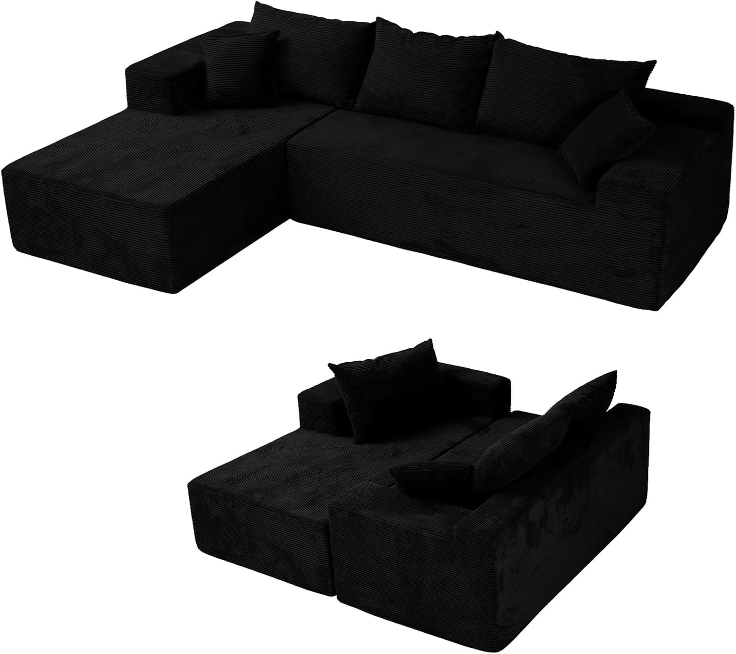 Cloud Sectional Couch with L-Shape Chaise,Modern Modular Sofa with Deep Seat, Upholstered Couches for Living Room Bedroom,No Assembly Required, Beige (Left Facing Chaise)