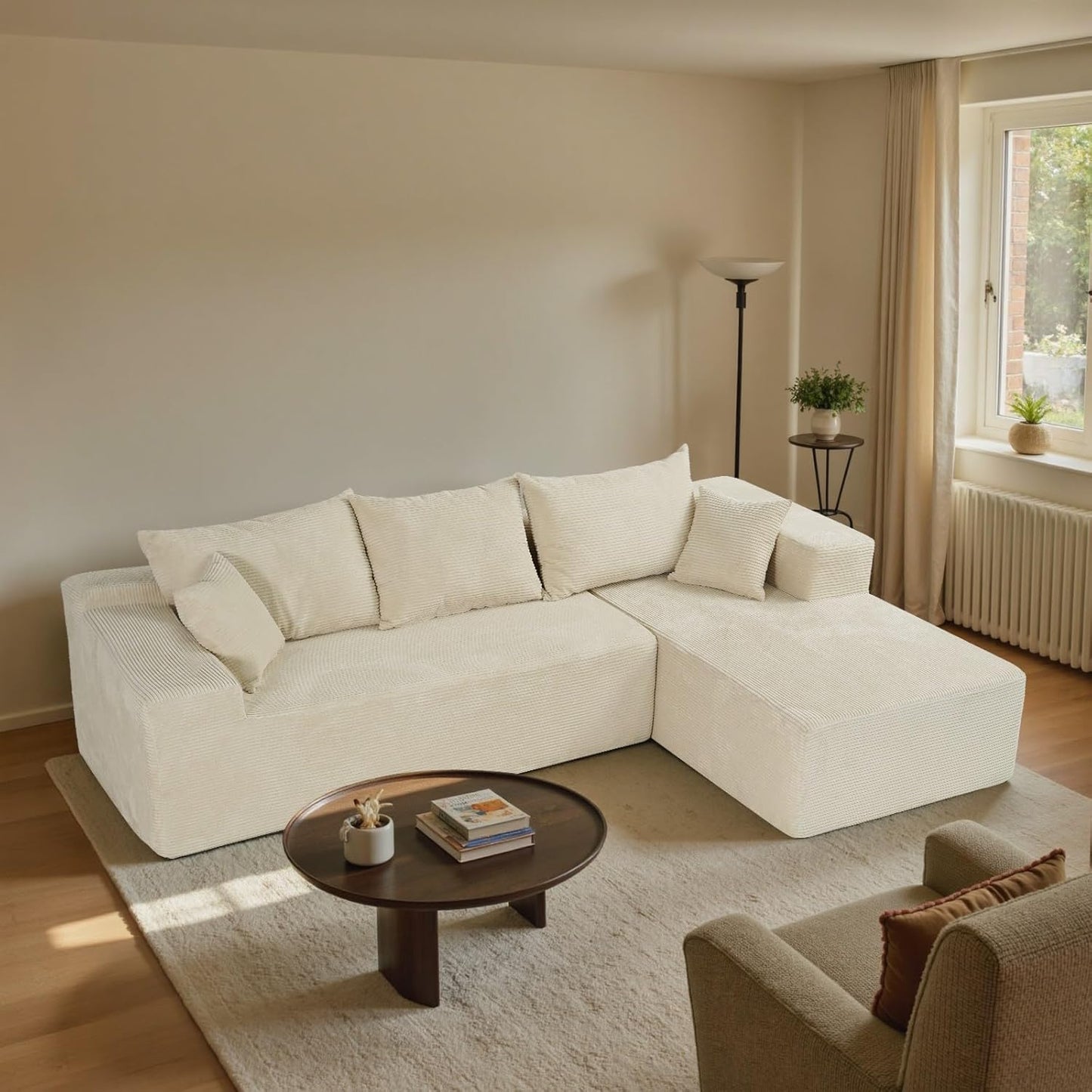 Cloud Sectional Couch with L-Shape Chaise,Modern Modular Sofa with Deep Seat, Upholstered Couches for Living Room Bedroom,No Assembly Required, Beige (Left Facing Chaise)