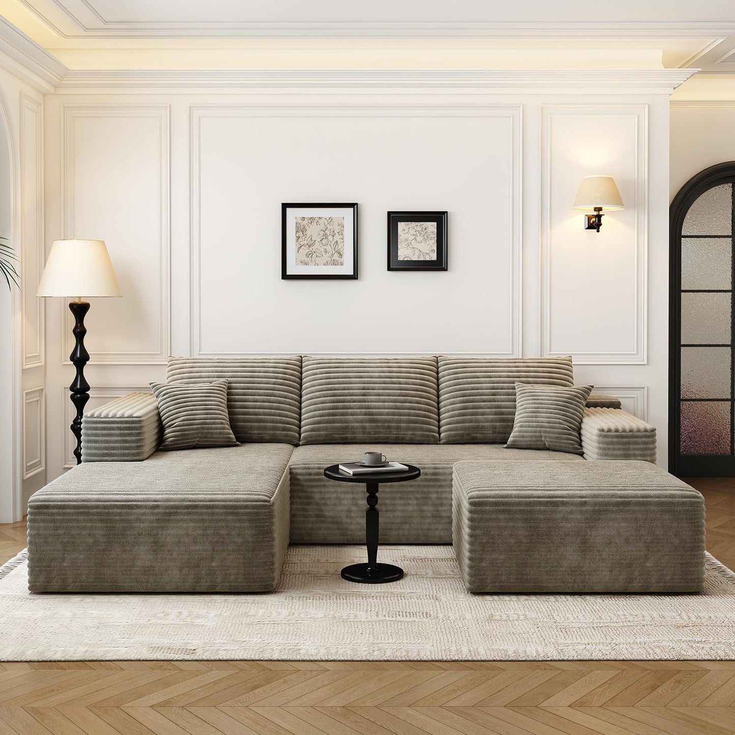 107.5" Cloud Modular Sectional Sofa Couch with L-Shape Chaise,Modern Minimalist Upholstered Couches for Living Room Bedroom,Deep Seat Corner Couch .No Assembly Required (Black,Left Facing Chaise)