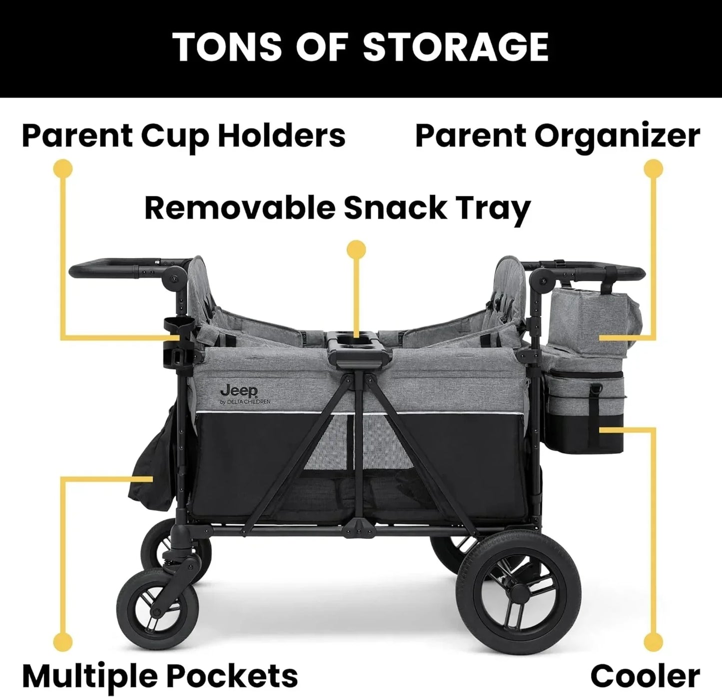 Jeep Wrangler Deluxe 4-seater stroller by Delta Children Premium Quad stroller