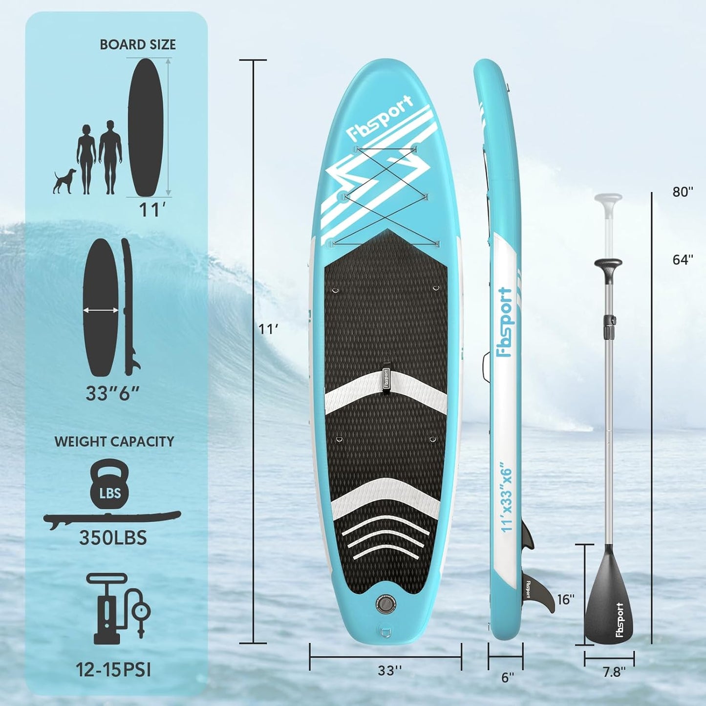 Premium Stand Up Paddle Board Yoga Board with Durable SUP Accessories & Carry Bag | Wide Stance Surf Control Non-Slip Deck Leash Paddle and Pump for Youth & Adult