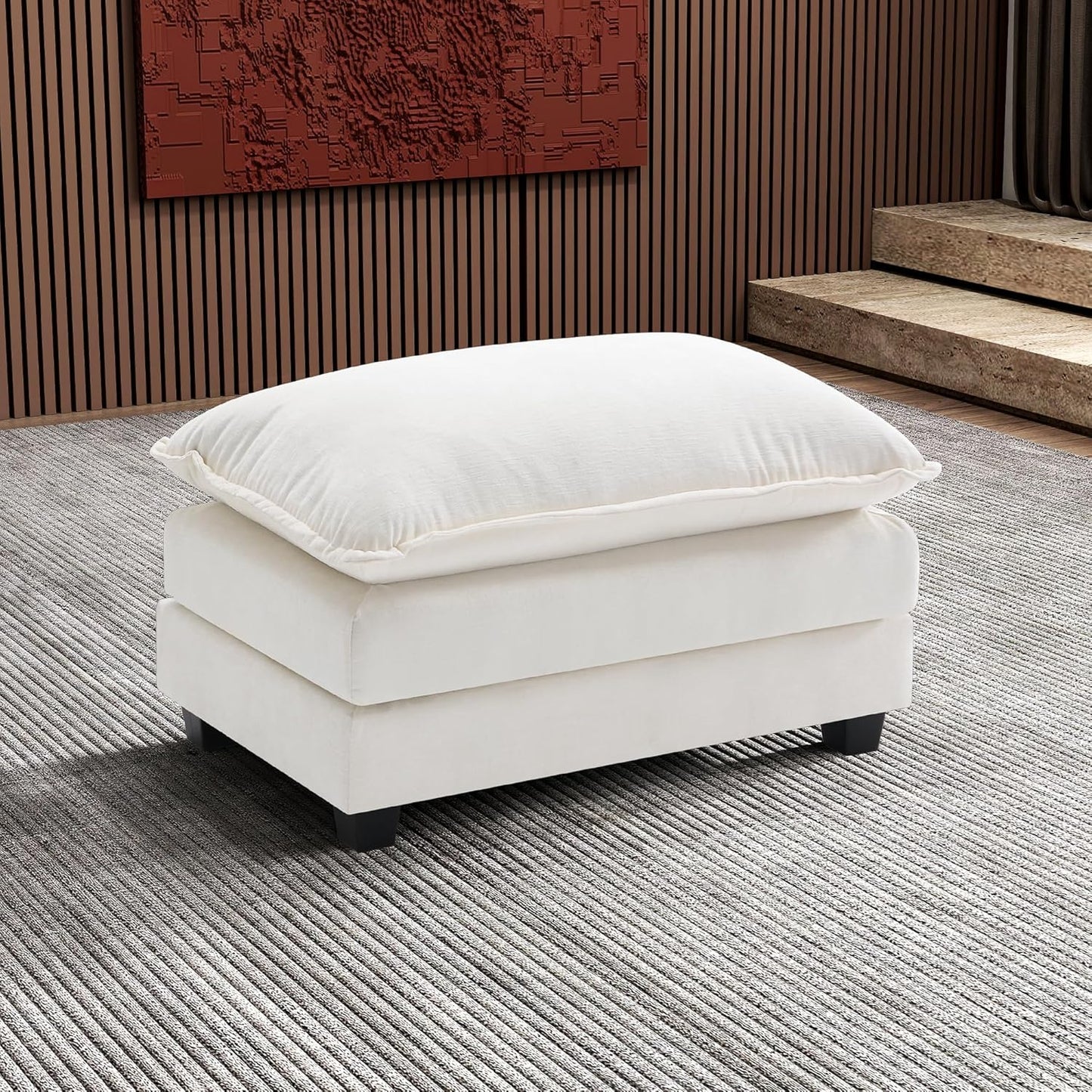 Ihanherry 146" U-Shaped Modern Sofa Modular Sectional Cloud Couch with 2 Ottoman, 6-Seat Chenille Deep Seat Sofa with 6 Pillows for Living Room, Bedroom and Apartment, Grey