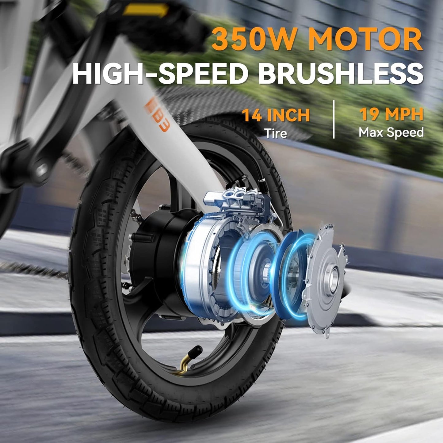 Jasion EB3 Electric Bike Adults 21mph, 500W Peak Motor, 270Wh Battery, Rear Suspension, 3 Levels Assist, 14&prime;&prime; Folding Ebike for Adults and Teens, Complies to UL2849