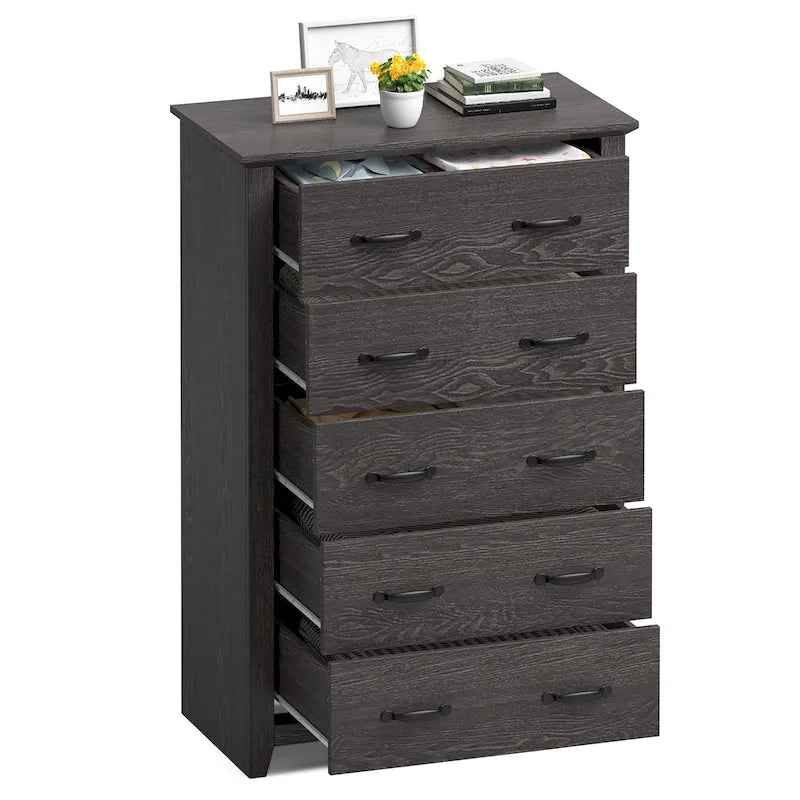 5 Drawer Chest Storage Dresser Tall Cabinet Organizer Bedroom Hallway