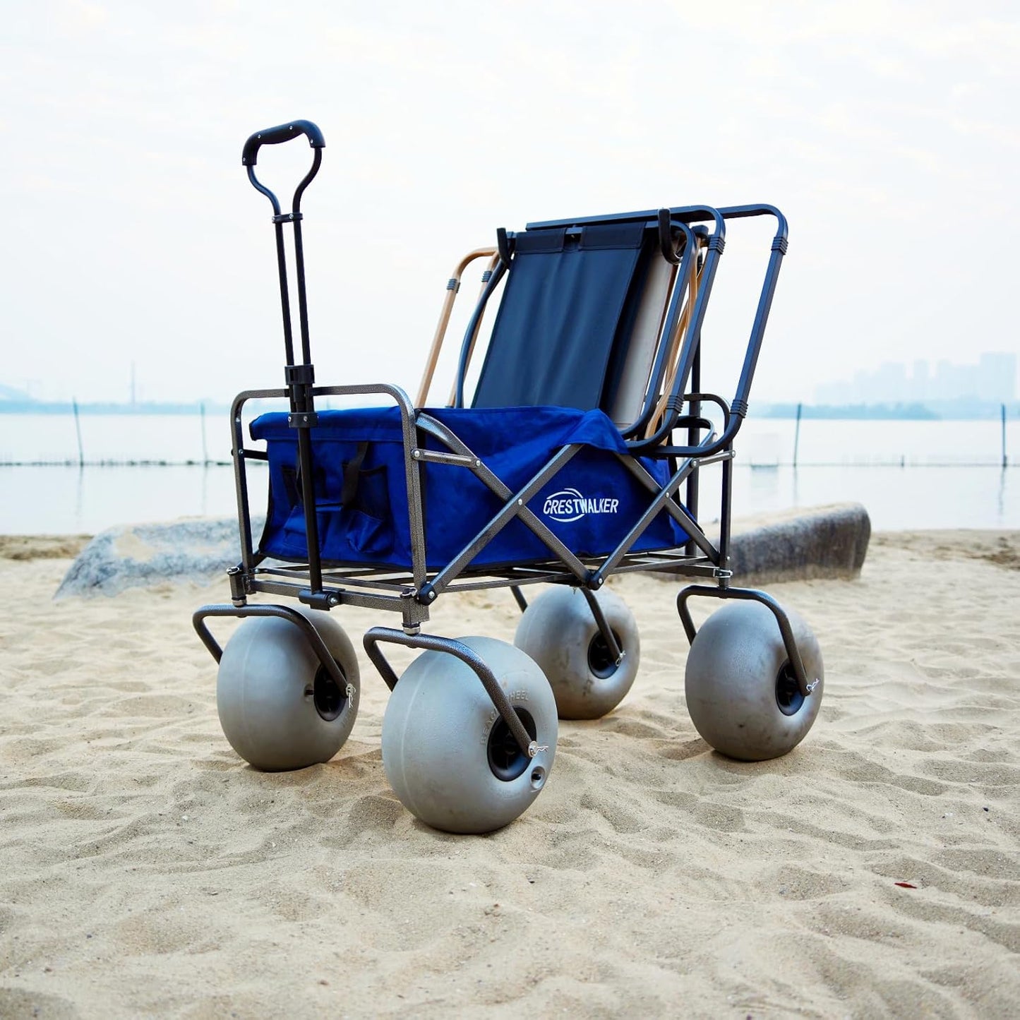 Beach Cart with 13" Balloon Wheels, Chair Racks & Pump Included