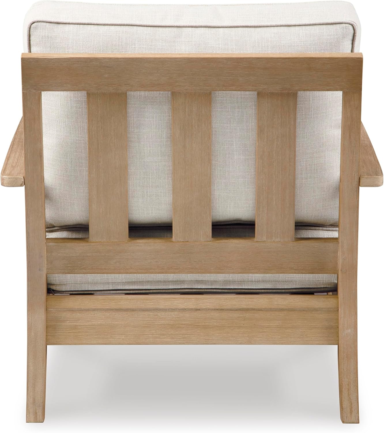 Signature Design by Ashley Clare View Coastal Outdoor Patio Eucalyptus Sofa with Cushions, Beige