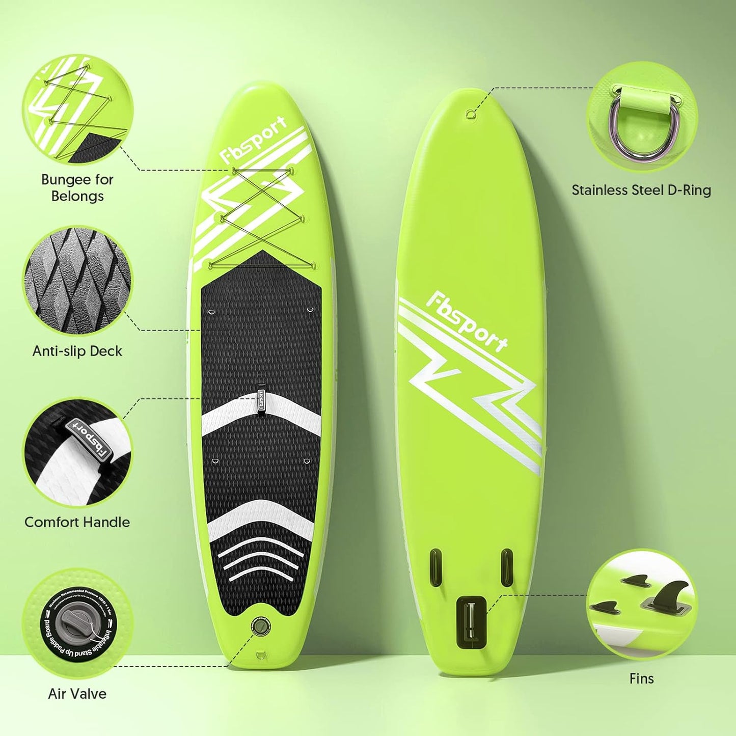 Premium Stand Up Paddle Board Yoga Board with Durable SUP Accessories & Carry Bag | Wide Stance Surf Control Non-Slip Deck Leash Paddle and Pump for Youth & Adult