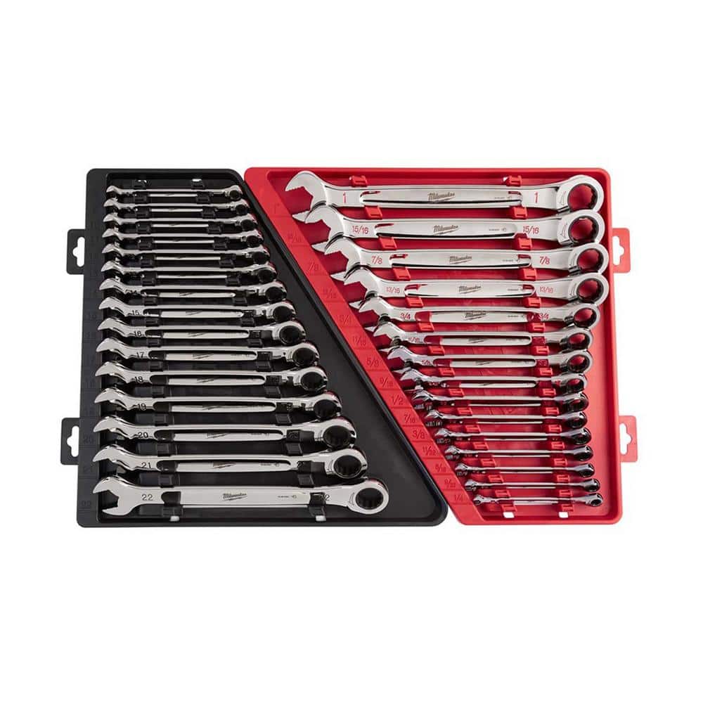 2025 SAE/Metric Combination Ratcheting Wrench Mechanics Tool Set (30-Piece) 48-22-9416-48-22-9516