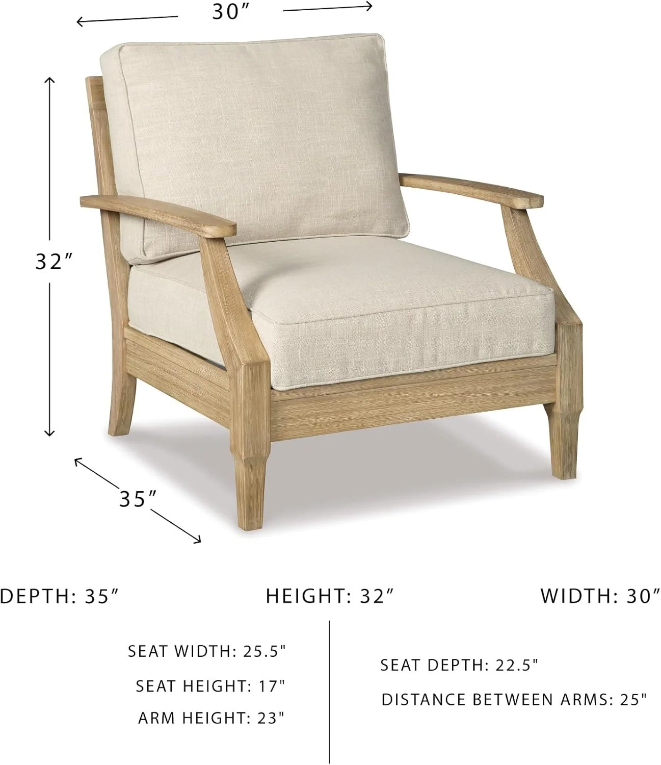Signature Design by Ashley Clare View Coastal Outdoor Patio Eucalyptus Sofa with Cushions, Beige