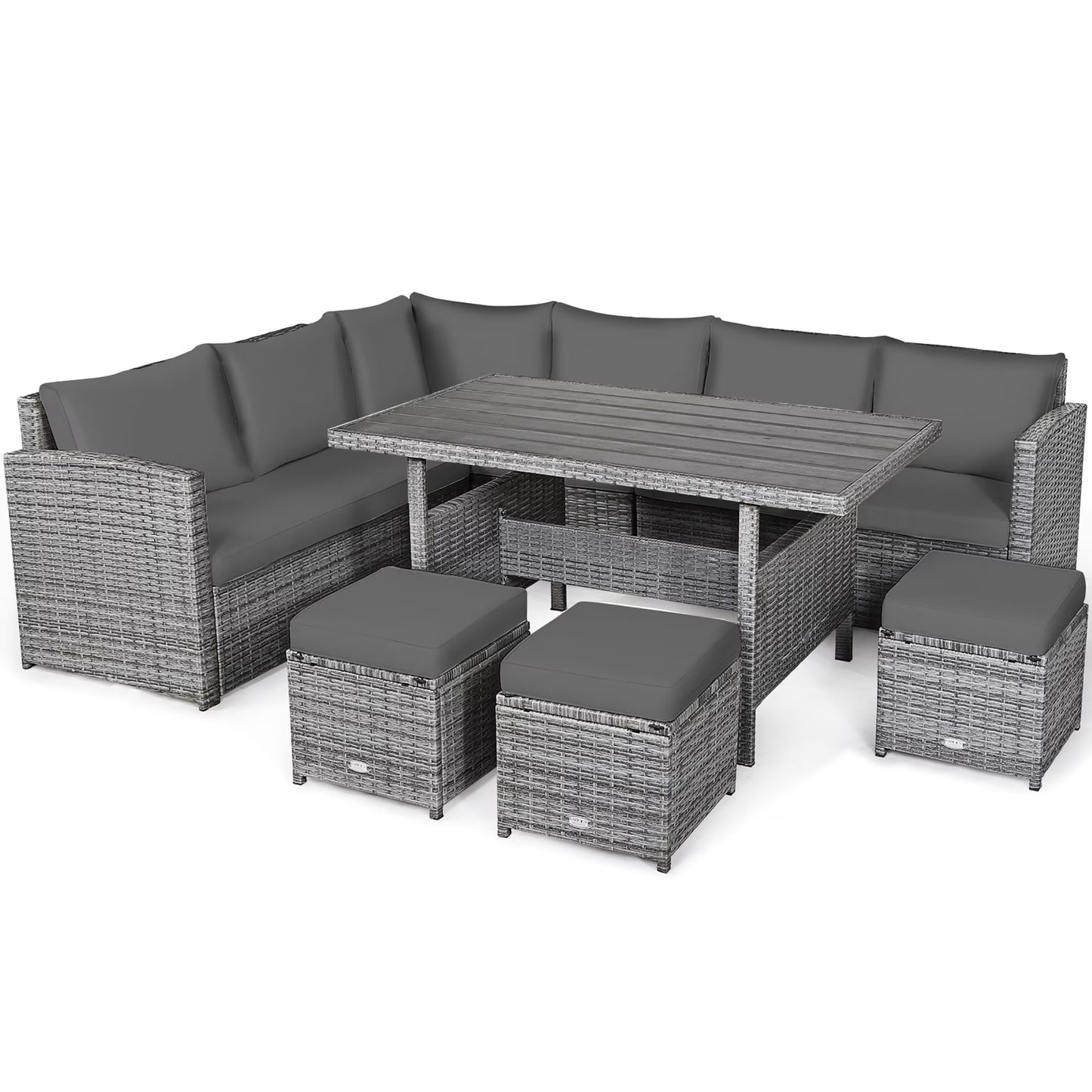 7-piece Outdoor Rattan Patio Furniture Set Black