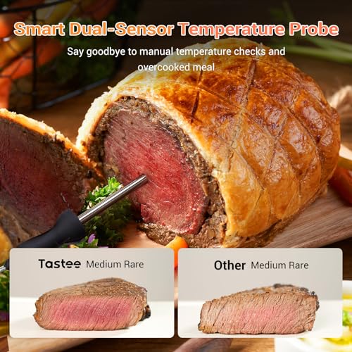 Tastee Ceramic Air Fryer, 8 in 1 Compact 5.5QT AirFryers, 450°F Digital Airfryer Dehydrator with Smart Probe, 24 Presets One touch Cooking, In app Recipes with Window, Dishwasher safe &amp; Non stick : Home &amp; Kitchen