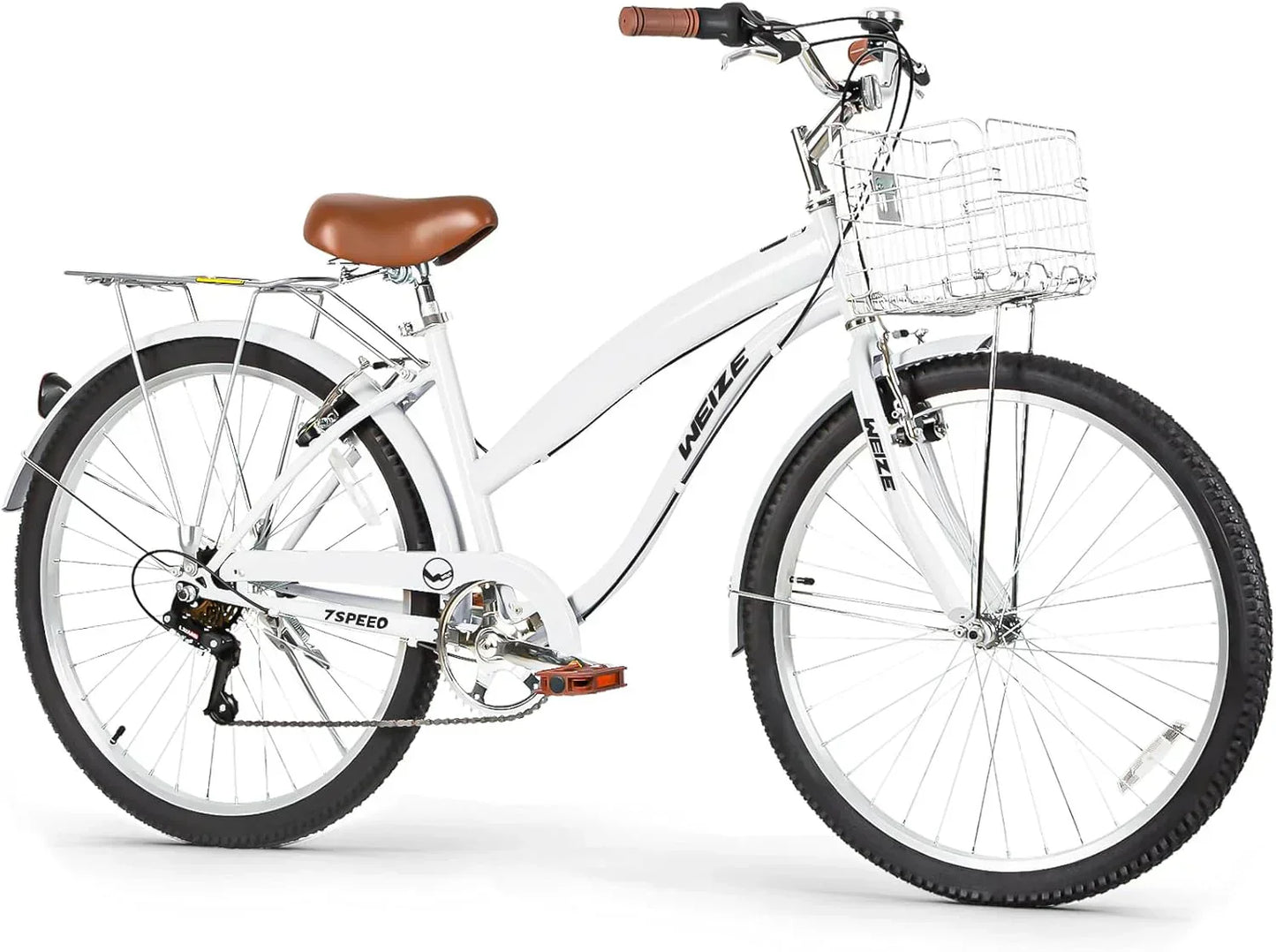 WEIZE Beach Cruiser Bike 26 inch Commuter Bicycle for Adult Men and Women 7-Speed/High-Carbon