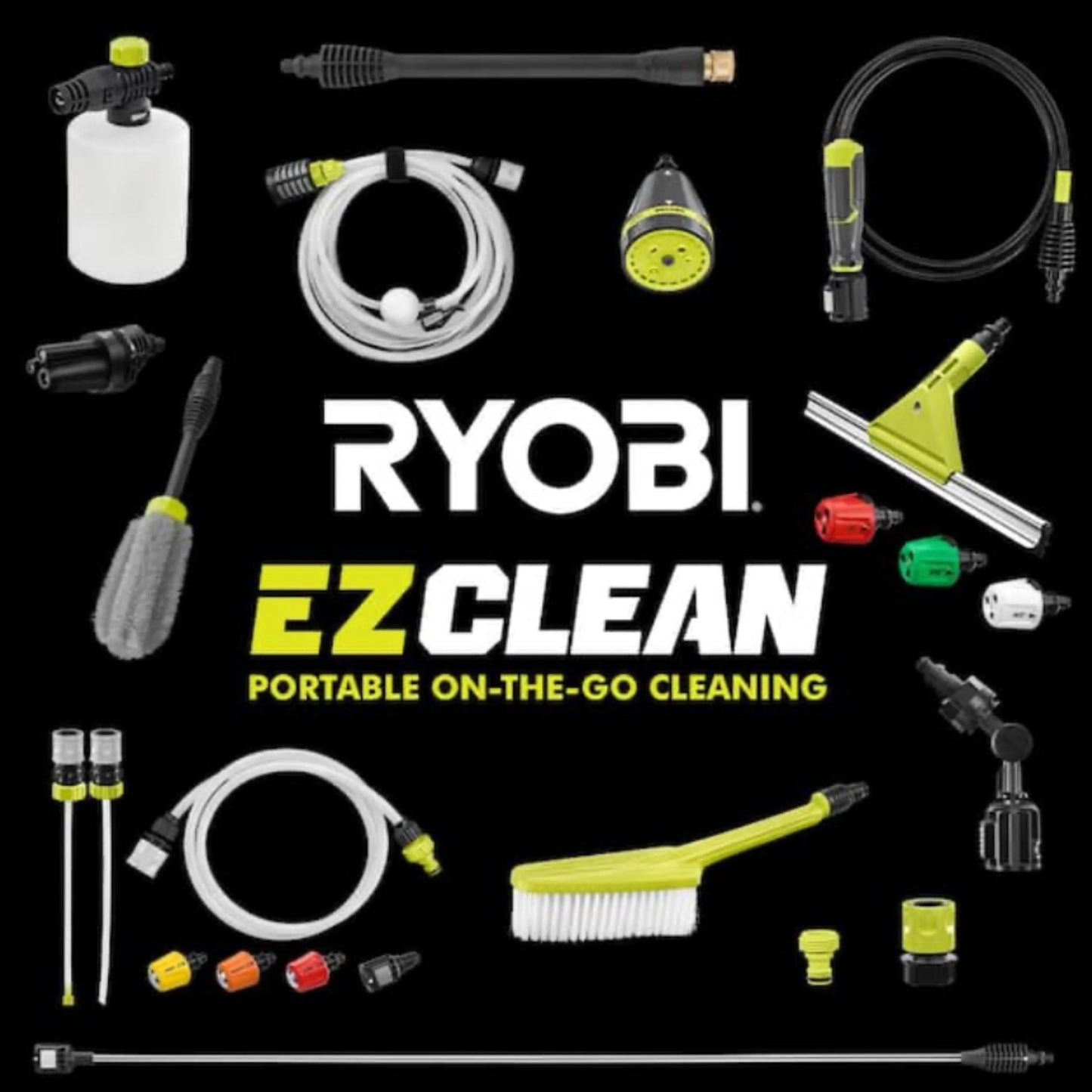 Ryobi ONE+ HP 600 PSI at 0.7 GPM 18V Cordless Electric Cold water Power Cleaner, 20 ft. Siphon Hose