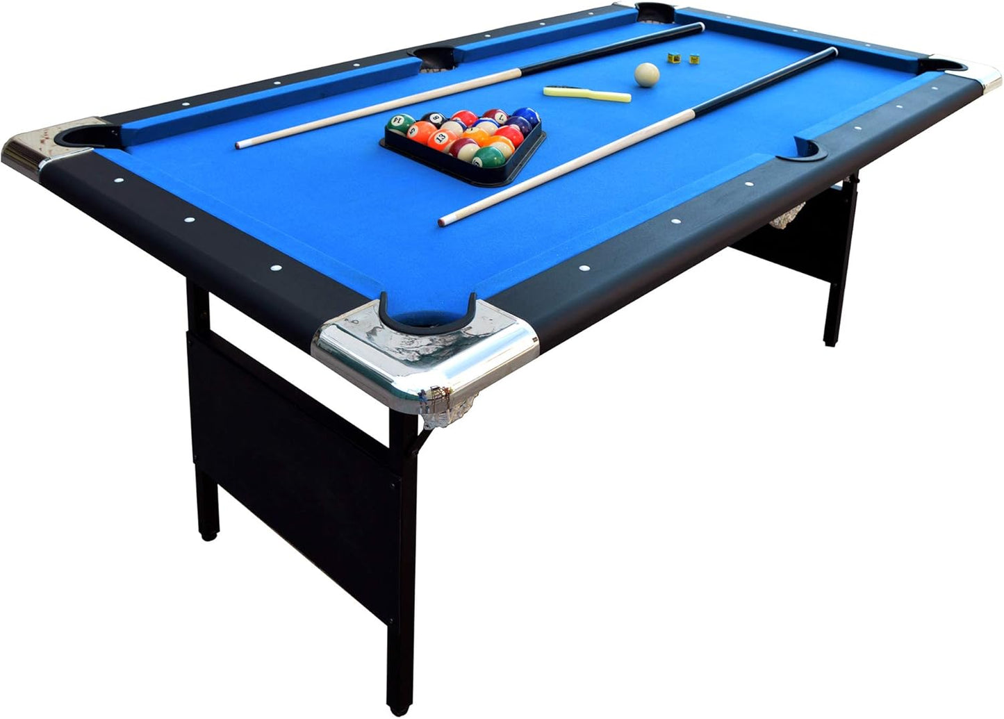 2025 Hathaway Fairmont 6 Ft Portable Pool Table, Adults Folding Billiards Tables for Game Room with Easy Foldable Storage, Includes Full Set of Billiard Balls, Cues, Chalk & Brush