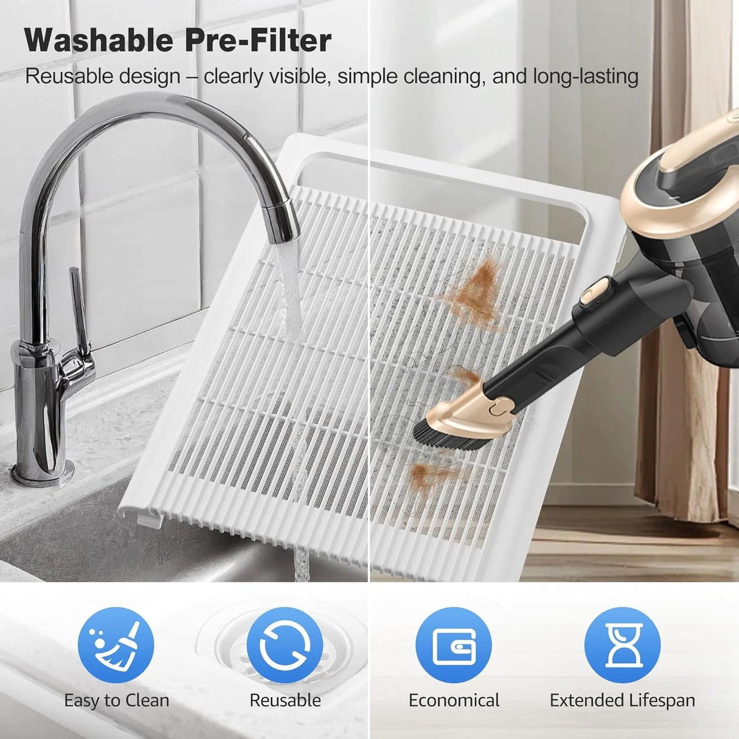 KNKA Air Purifier for Home Bedroom Large Room Up to 1,695 Ft虏 in 1 Hr, HEPA Air Cleaner with Washable Pre-Filter, AQI Display, ECO Mode, Sleep Mode, Pet Mode for Pets, Dust, Pollen, APH4000