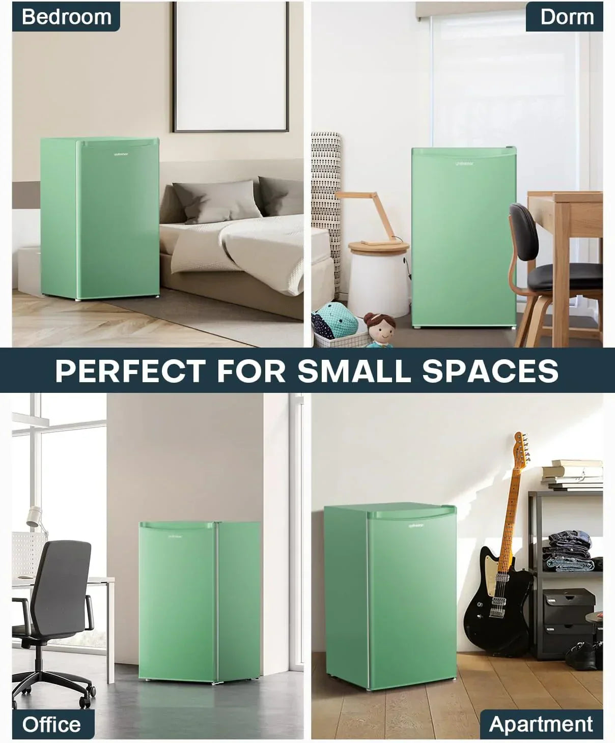 Upstreman 3.2 Cu.Ft Mini Fridge Freezer Single Door Fridge Dorm Fridge Adjustable Thermostat