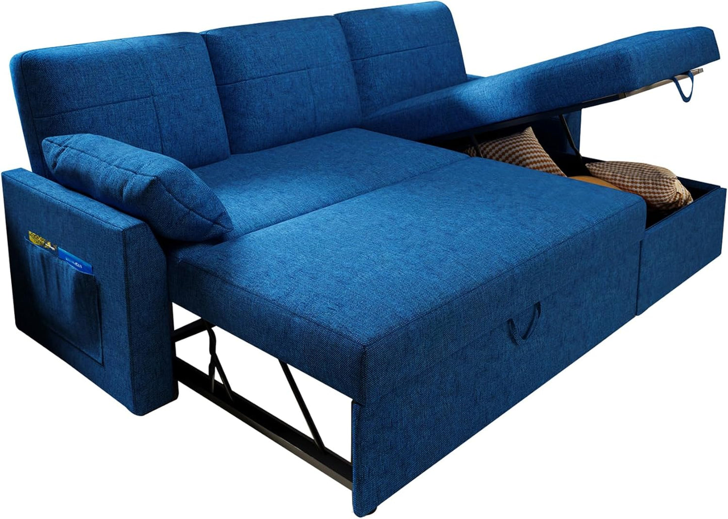 VanAcc Sofa Bed, Sleeper Sofa with Storage Chaise 2 in 1 Pull Out Couch Living Room