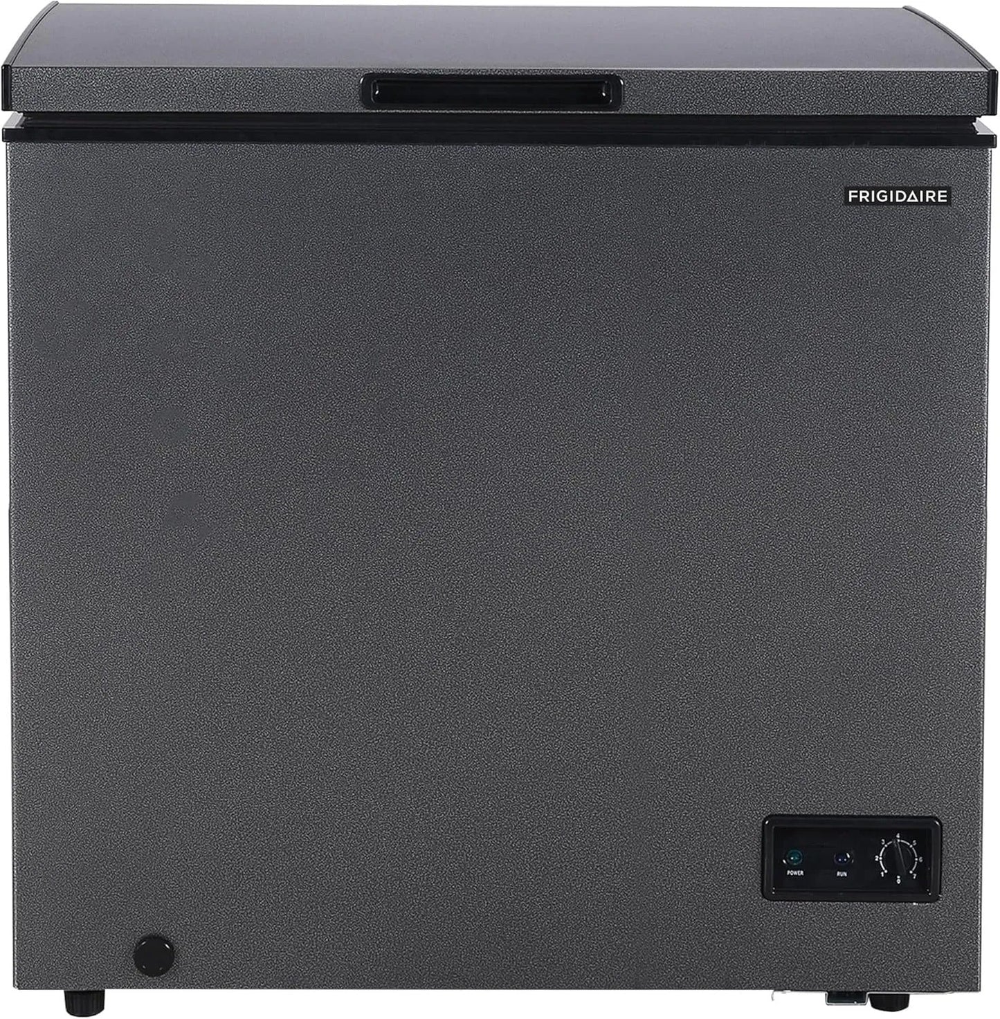 Frigidaire chest freezer (7 cubic feet), granita finish, adjustable thermostat, easy defrost function, removable basket